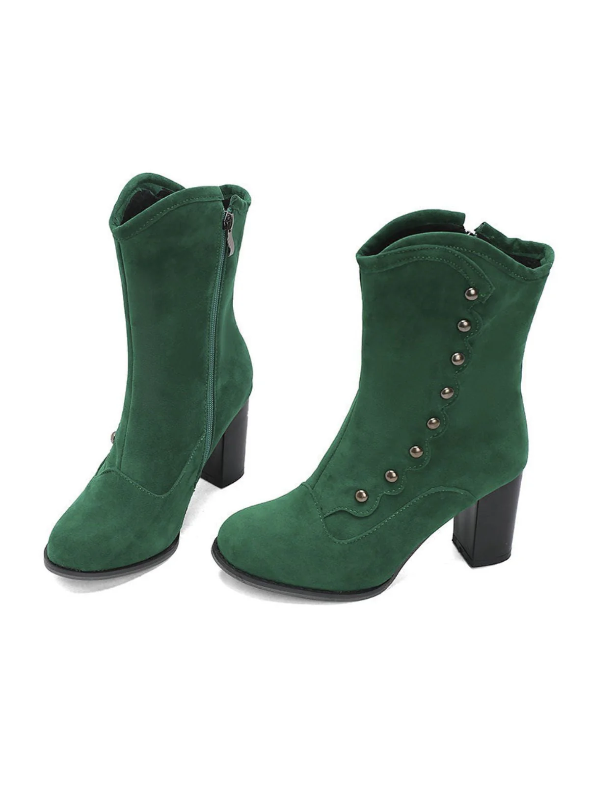Bottes mi-mollet cloutées en daim doublées de fausse fourrure - Image 20