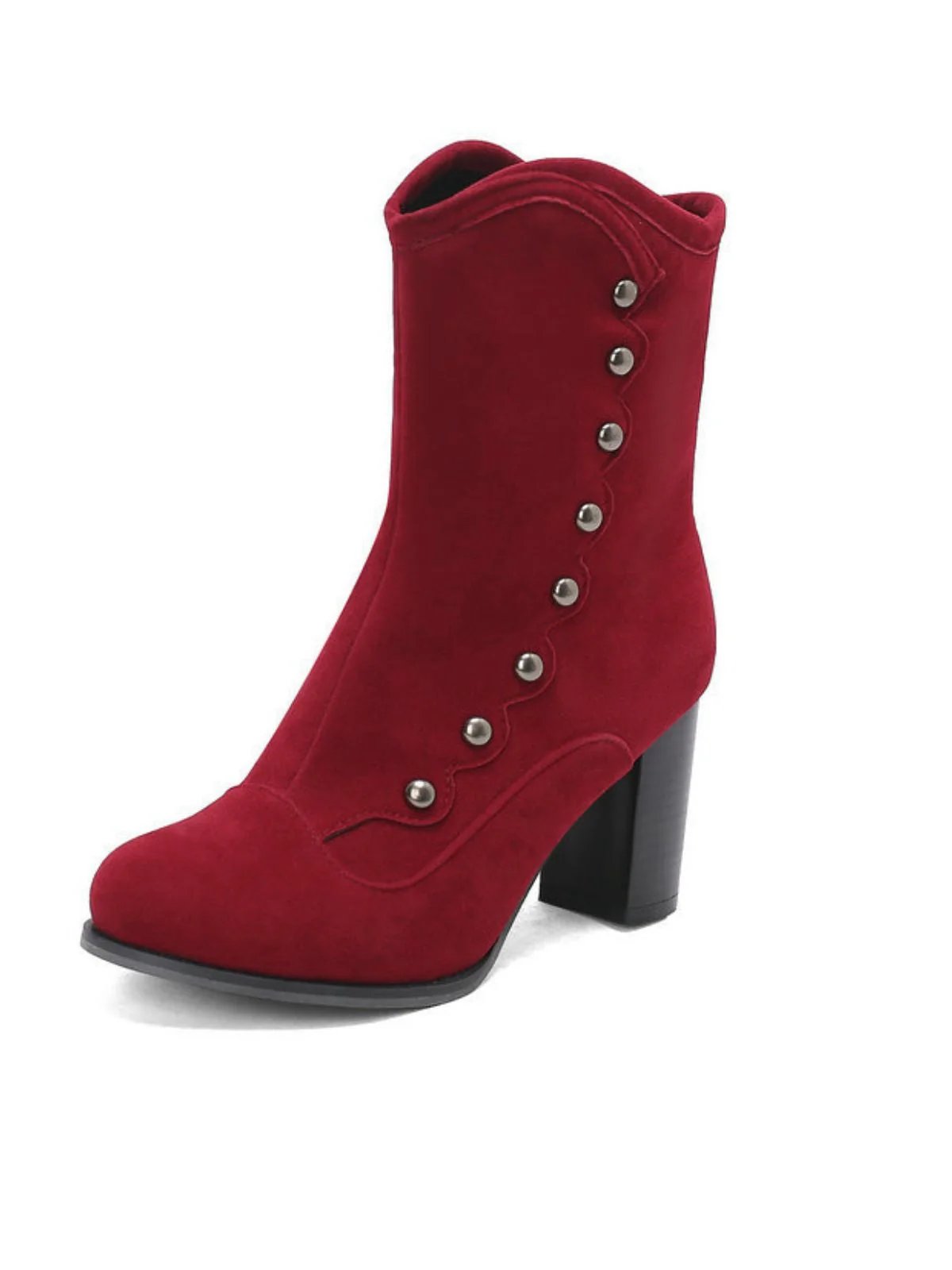 Bottes mi-mollet cloutées en daim doublées de fausse fourrure - Image 9