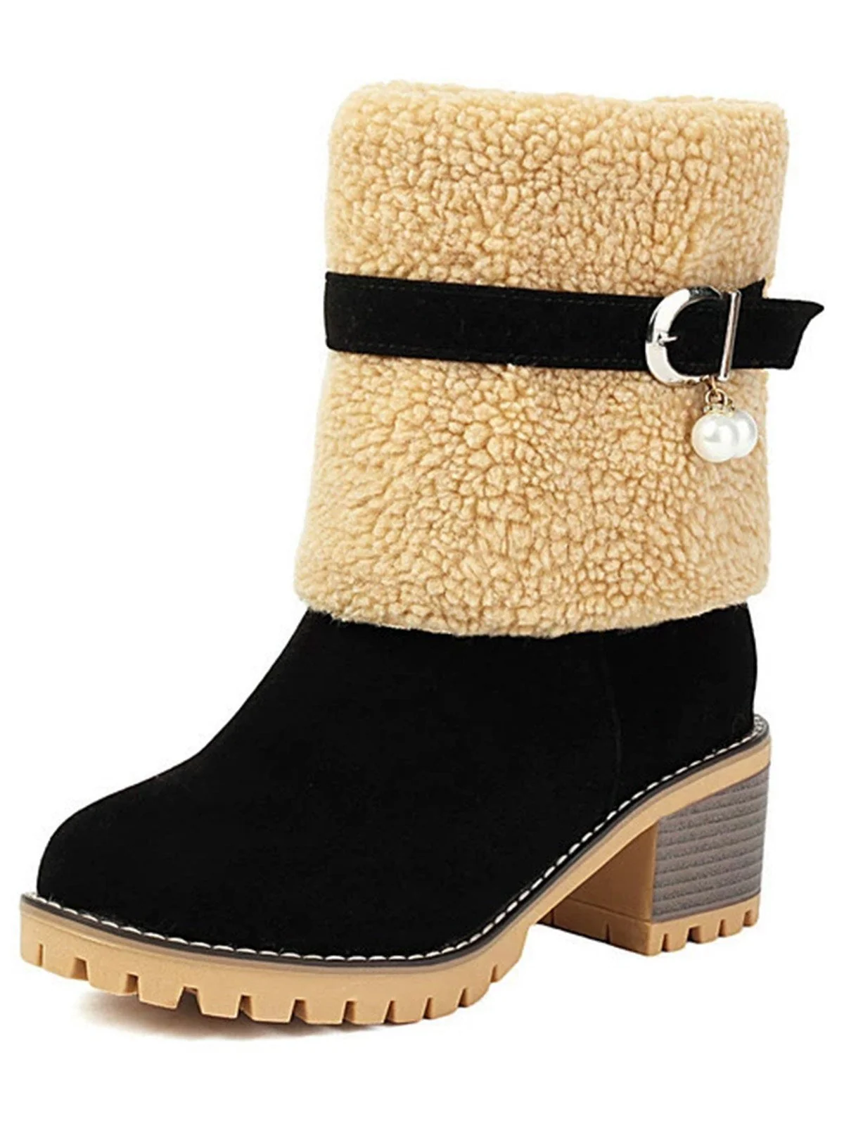 Bottes mi-mollet en polaire velours perle vintage - Image 7