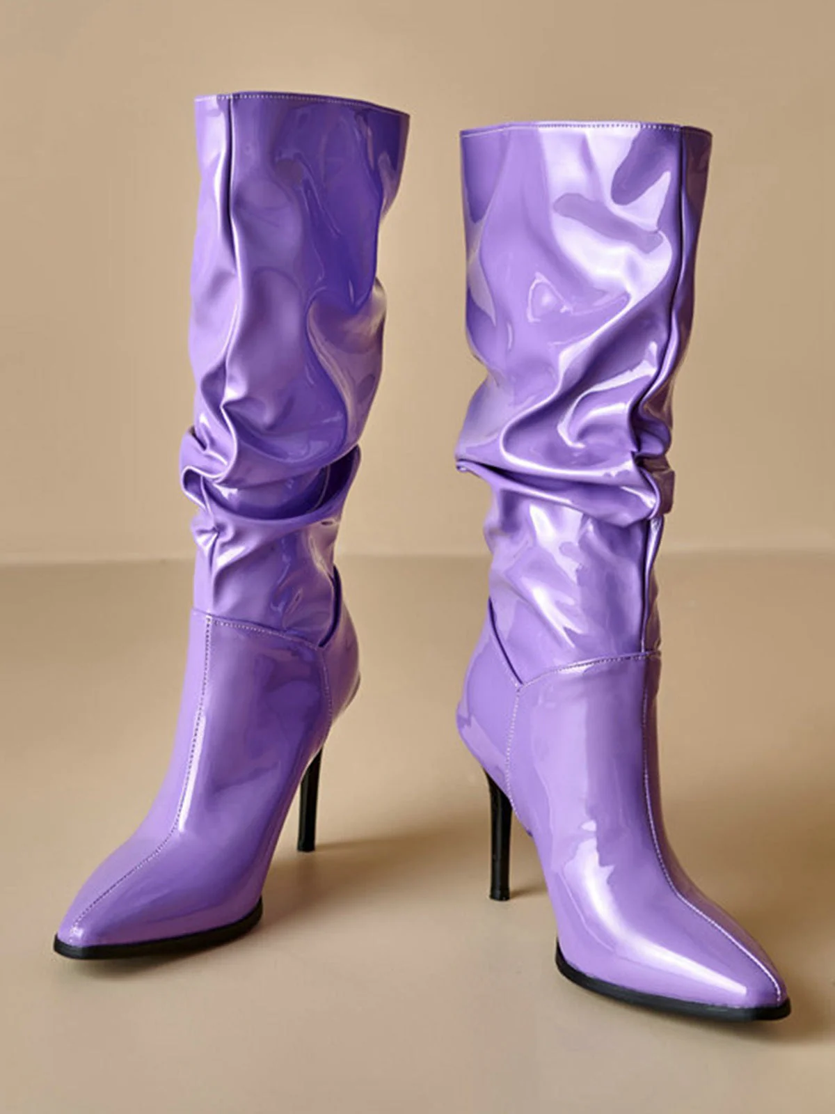 Bottes mi-mollet vintage en cuir verni uni - Image 6