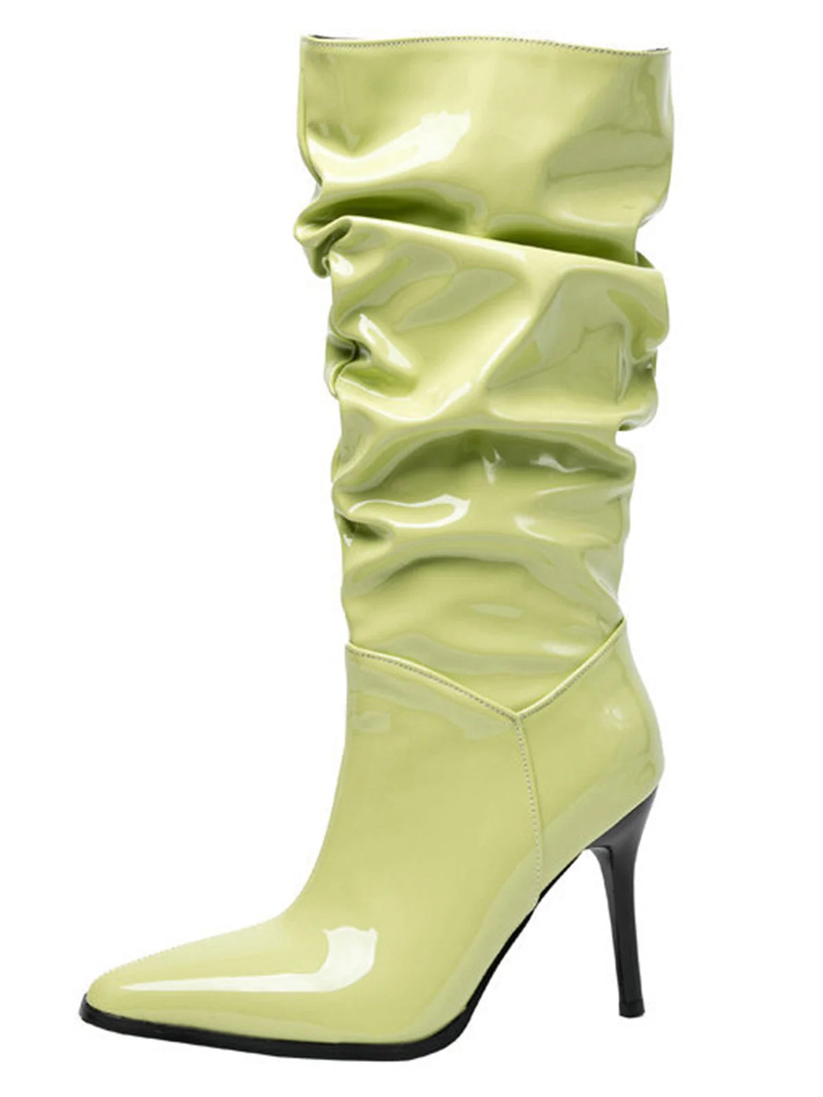 Bottes mi-mollet vintage en cuir verni uni - Image 8