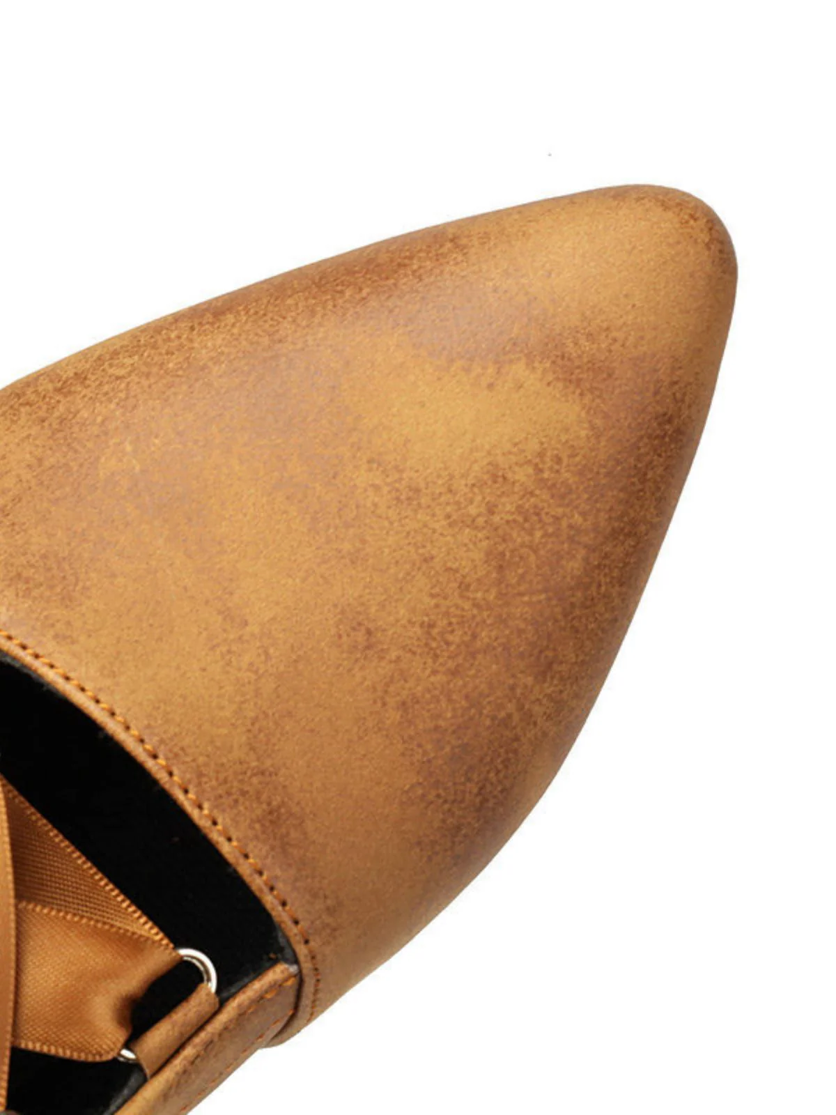 Bottes rétro à bout pointu lacées en faux daim ajouré - Image 12