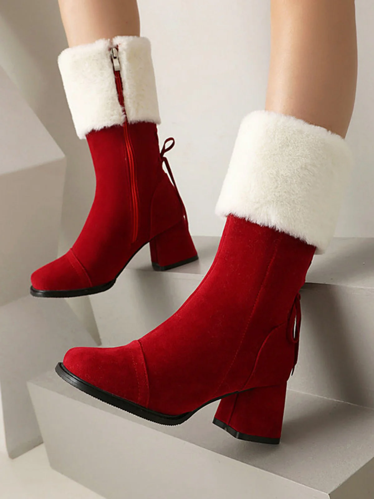 Bottes vintage à semelles épaisses en daim contrasté - Image 18