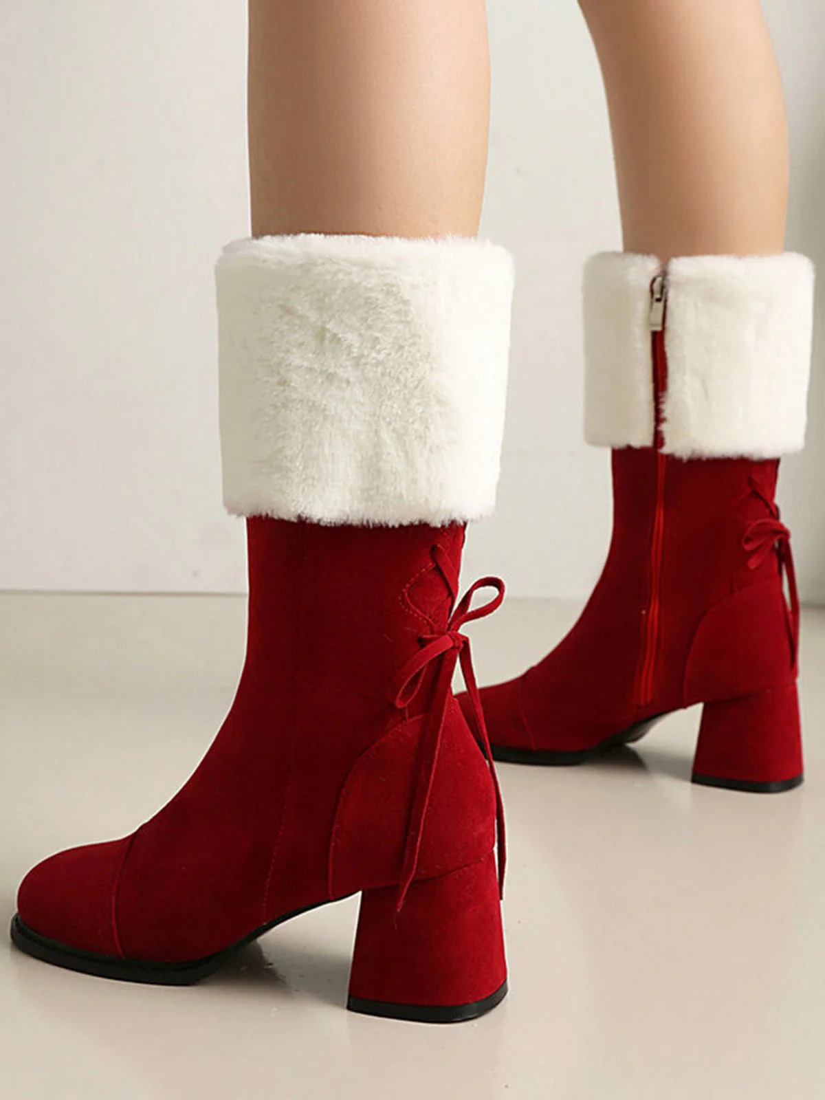 Bottes vintage à semelles épaisses en daim contrasté - Image 19