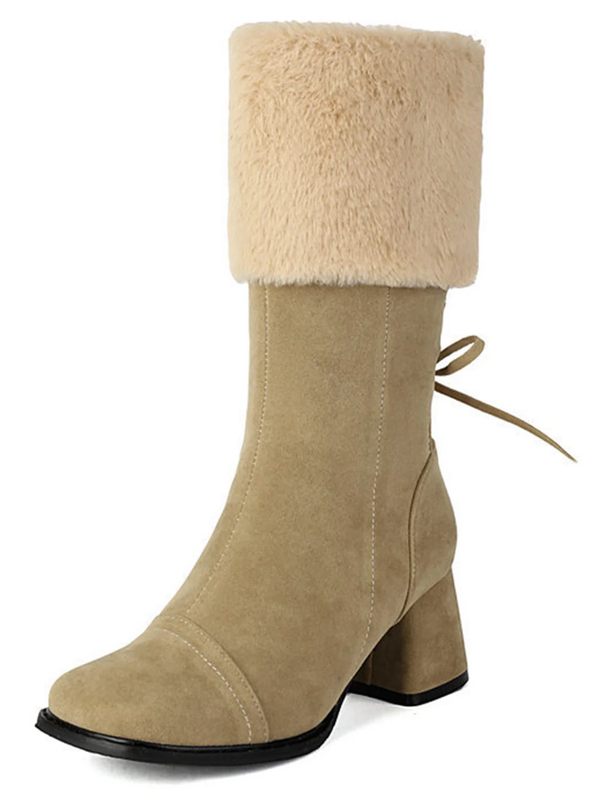 Bottes vintage à semelles épaisses en daim contrasté - Image 4