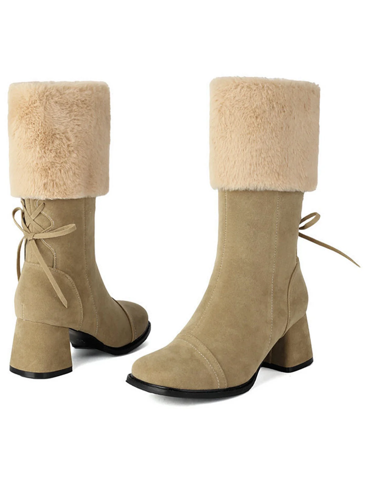 Bottes vintage à semelles épaisses en daim contrasté - Image 7