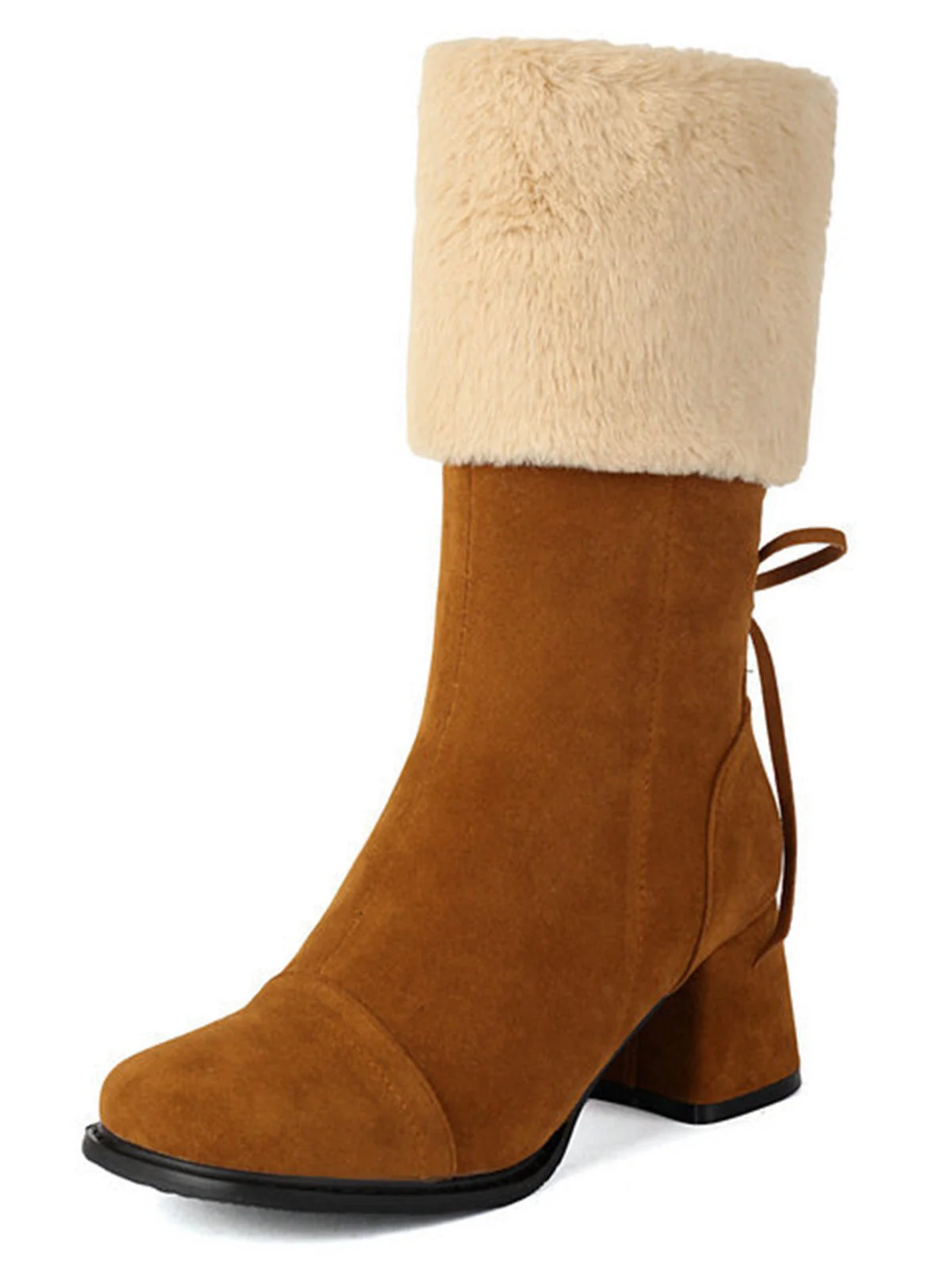 Bottes vintage à semelles épaisses en daim contrasté - Image 8