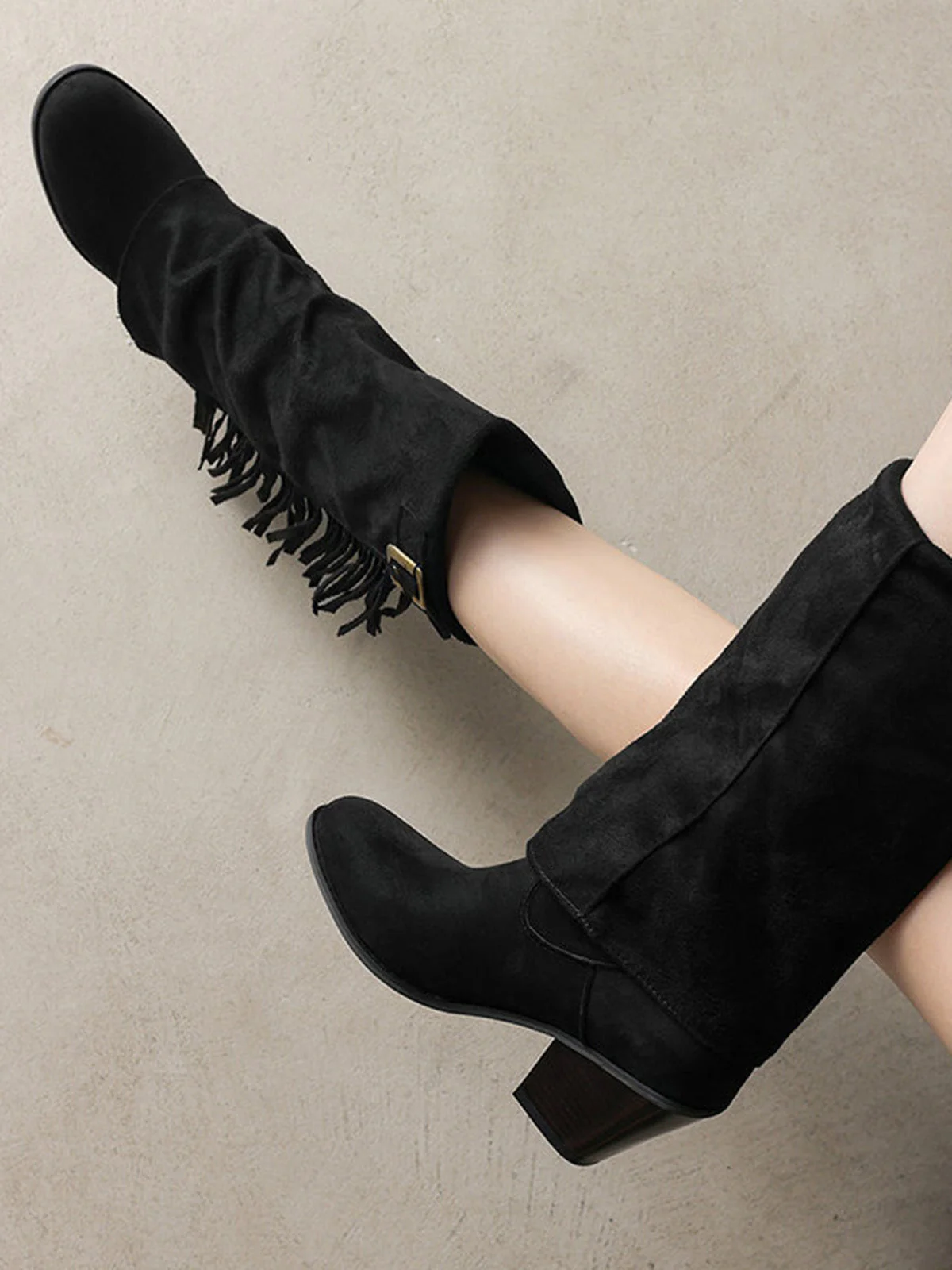 Bottes western vintage franges hauteur mi-mollet - Image 11