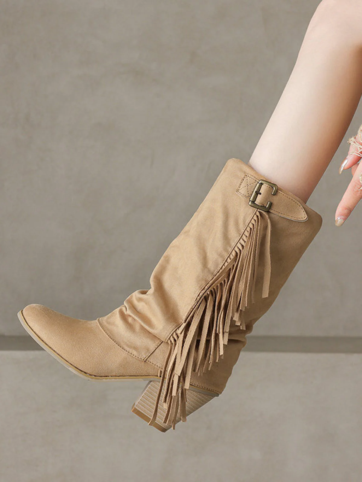 Bottes western vintage franges hauteur mi-mollet - Image 6