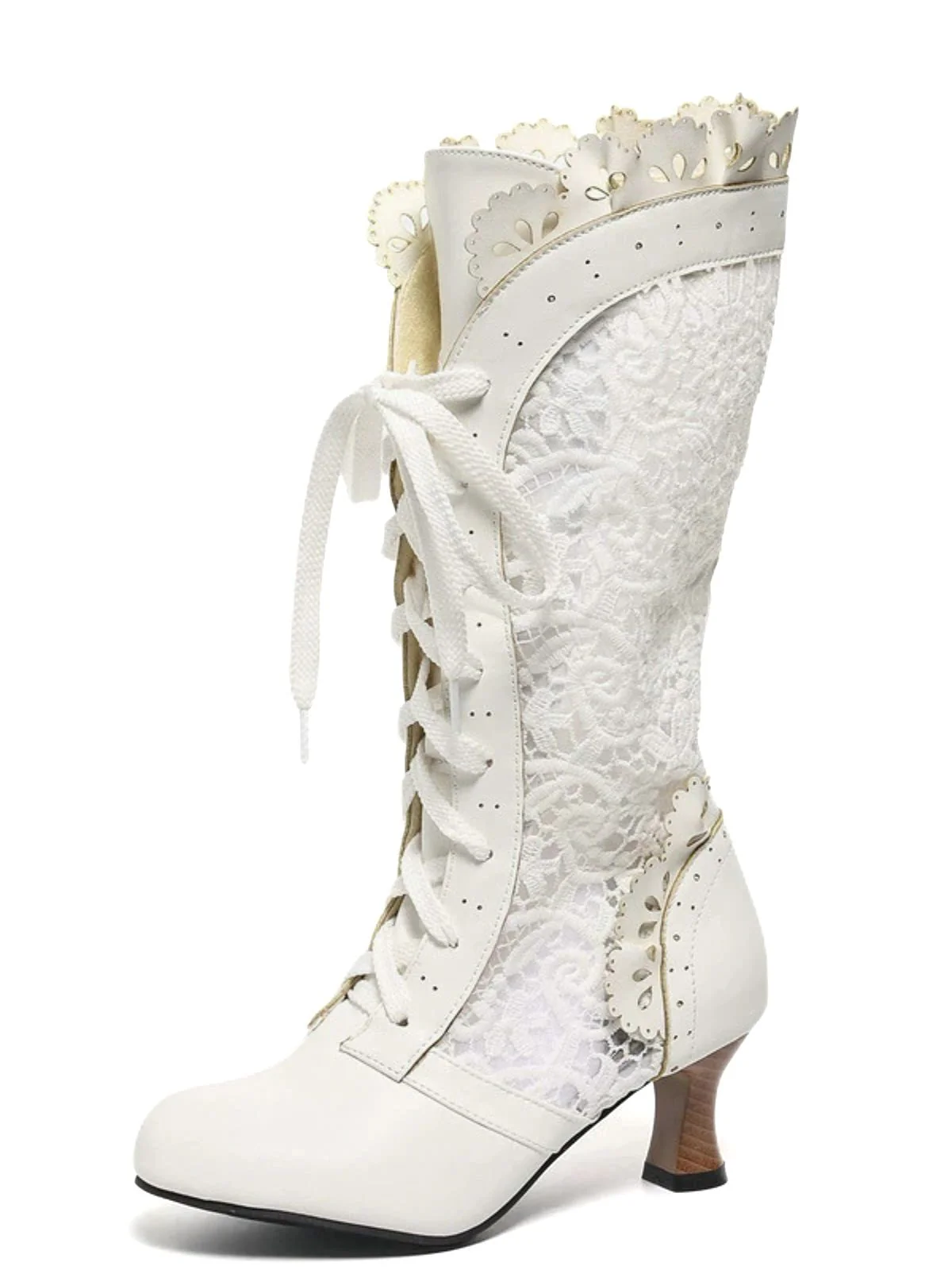 Bottines à lacets style victorien en dentelle à petits talons - Image 5