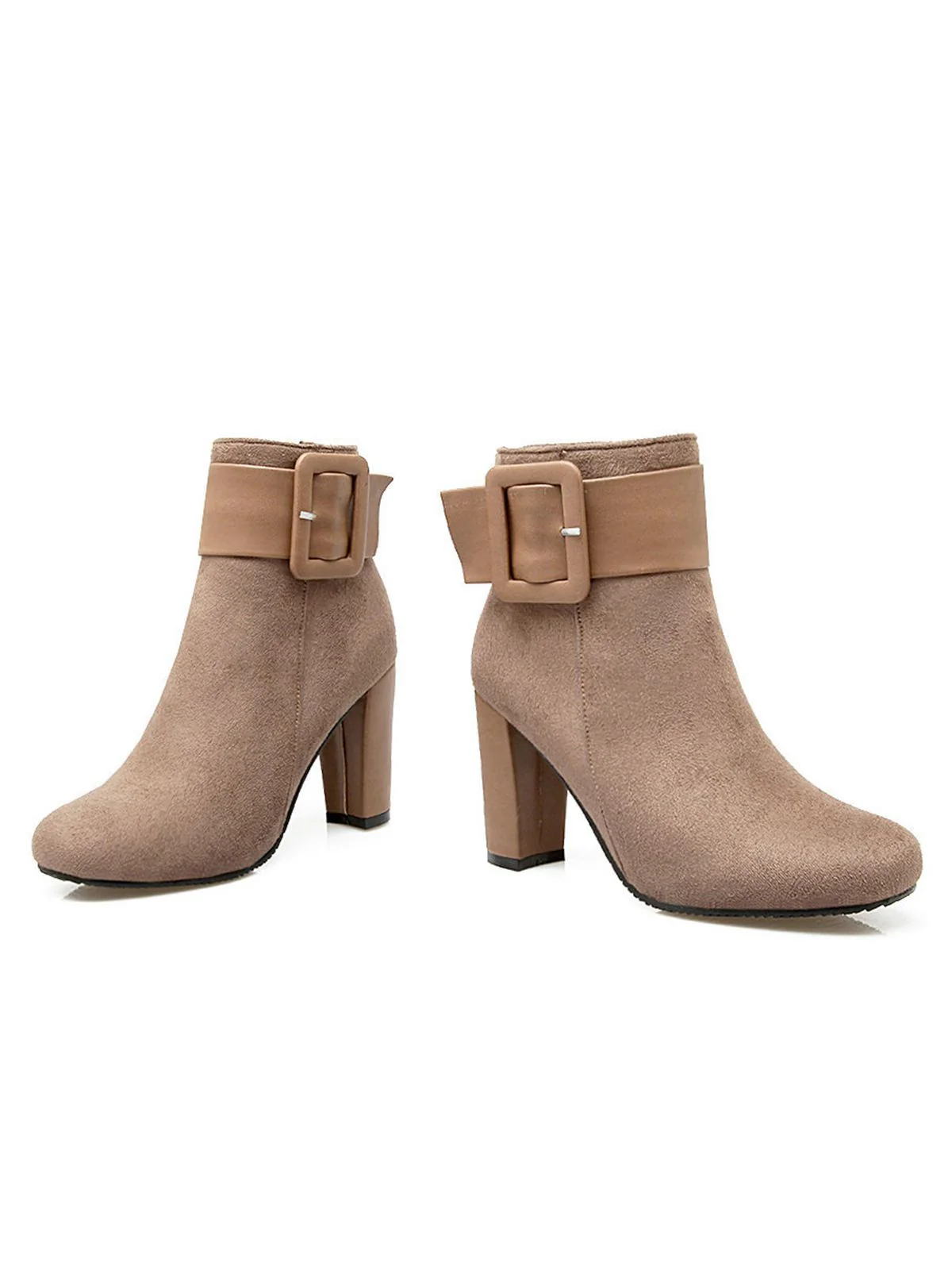 Bottines à Talons Épais Rétro à Ceinture Unie - Image 12
