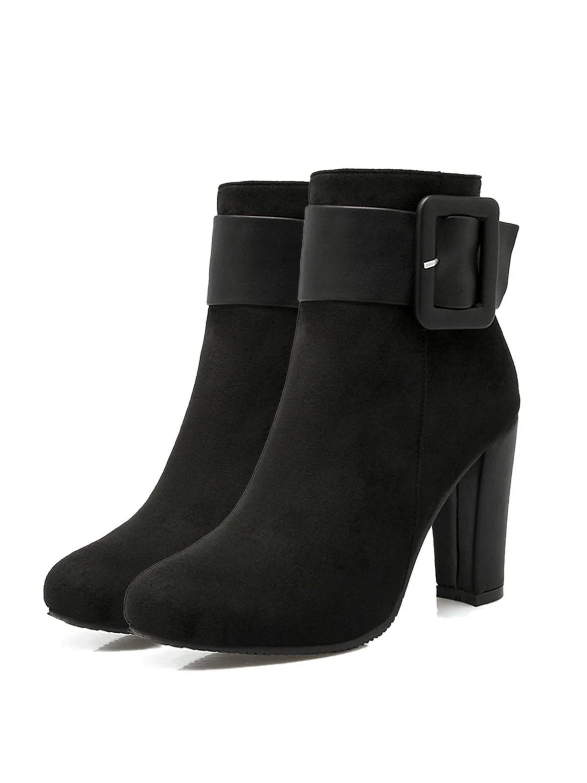 Bottines à Talons Épais Rétro à Ceinture Unie - Image 2