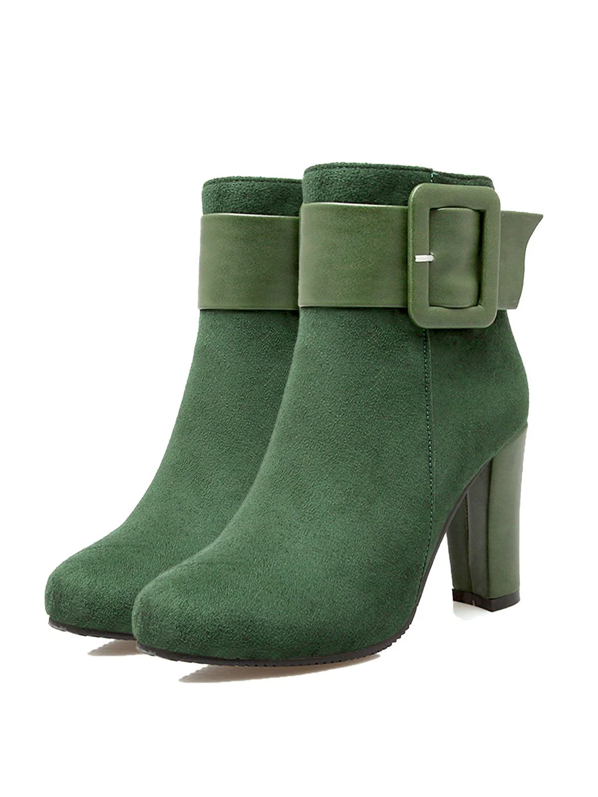 Bottines à Talons Épais Rétro à Ceinture Unie - Image 3