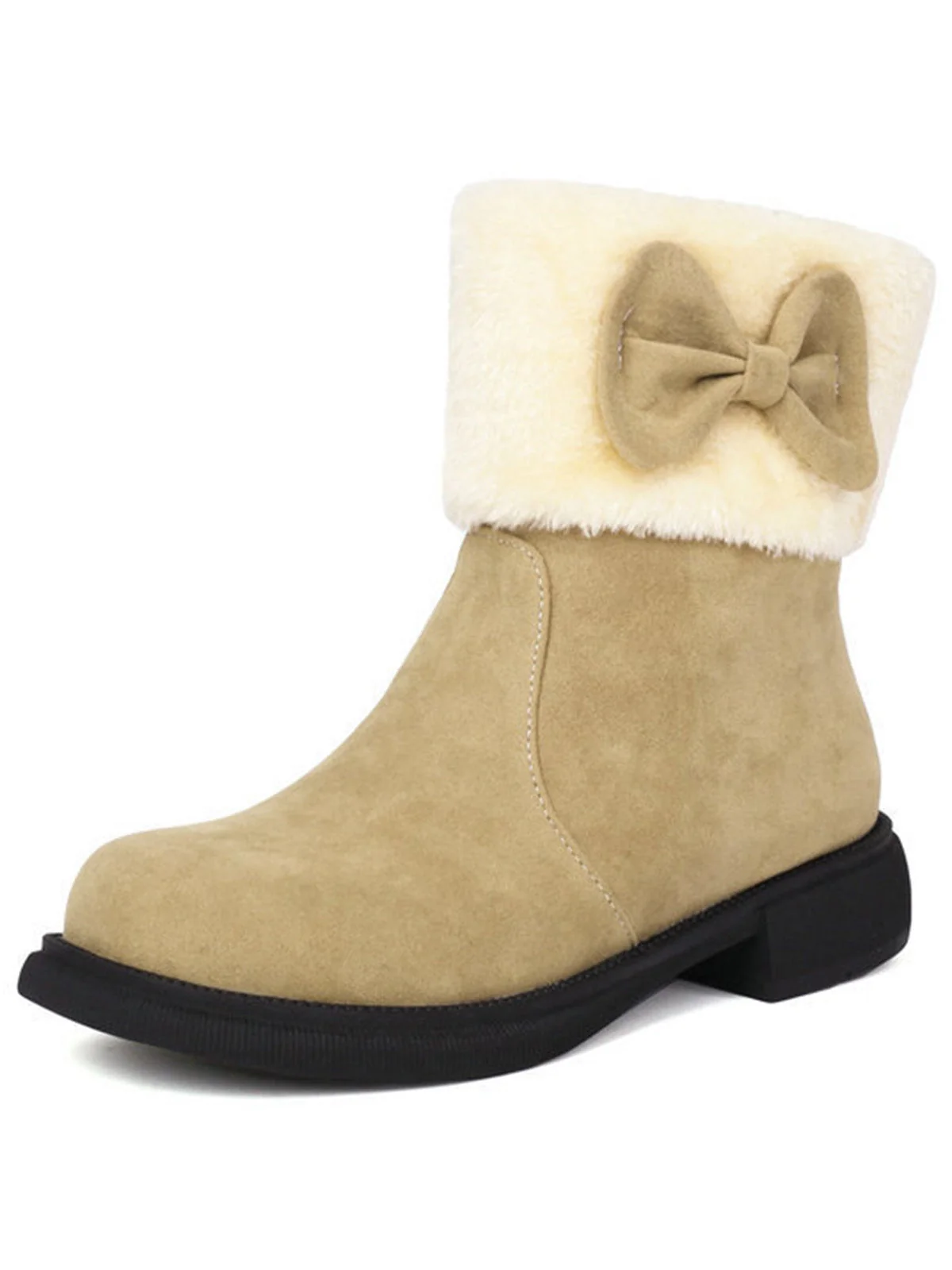 Bottines d'hiver à bout rond et nœud orné de peluche - Image 11