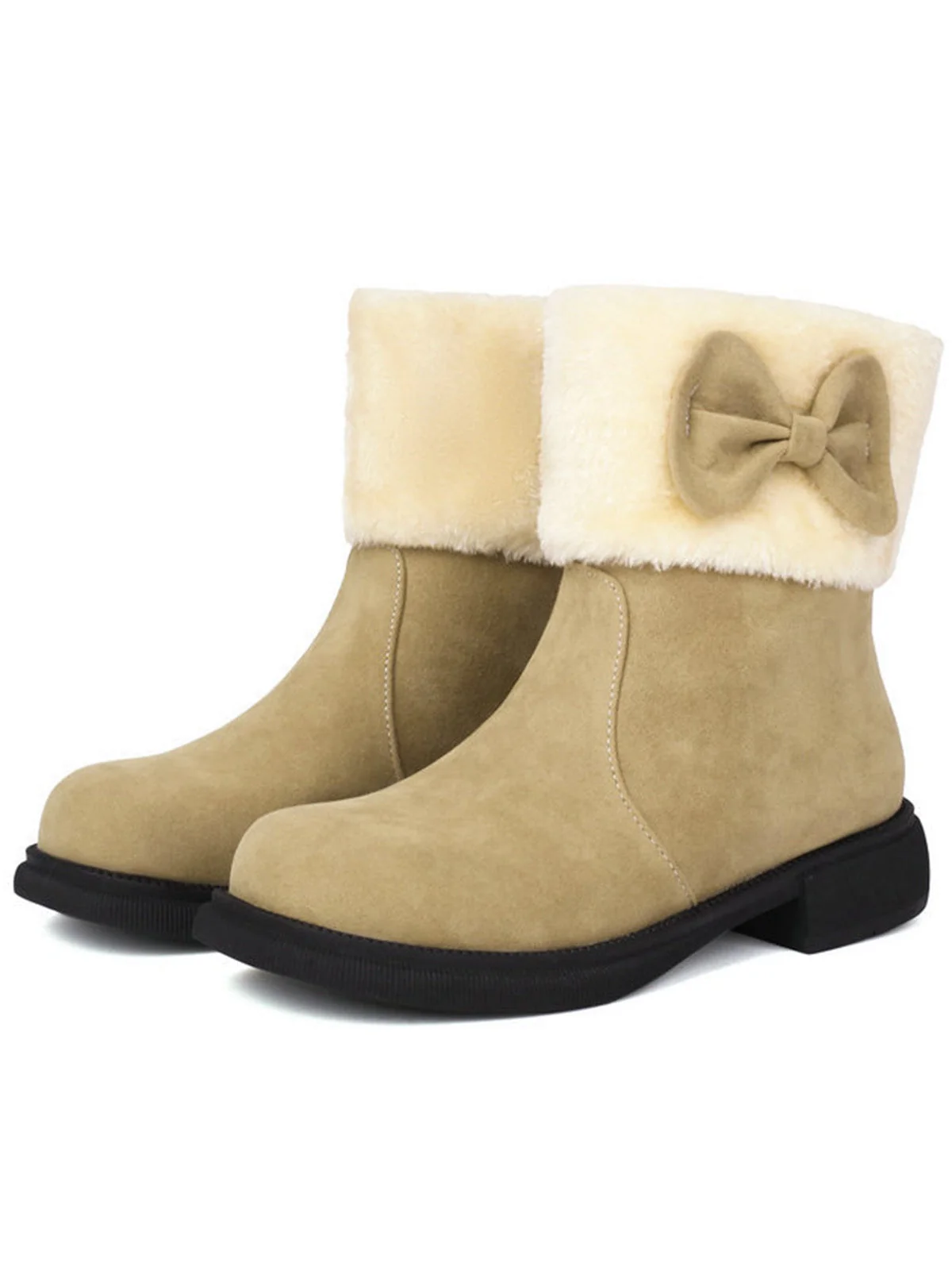 Bottines d'hiver à bout rond et nœud orné de peluche - Image 14