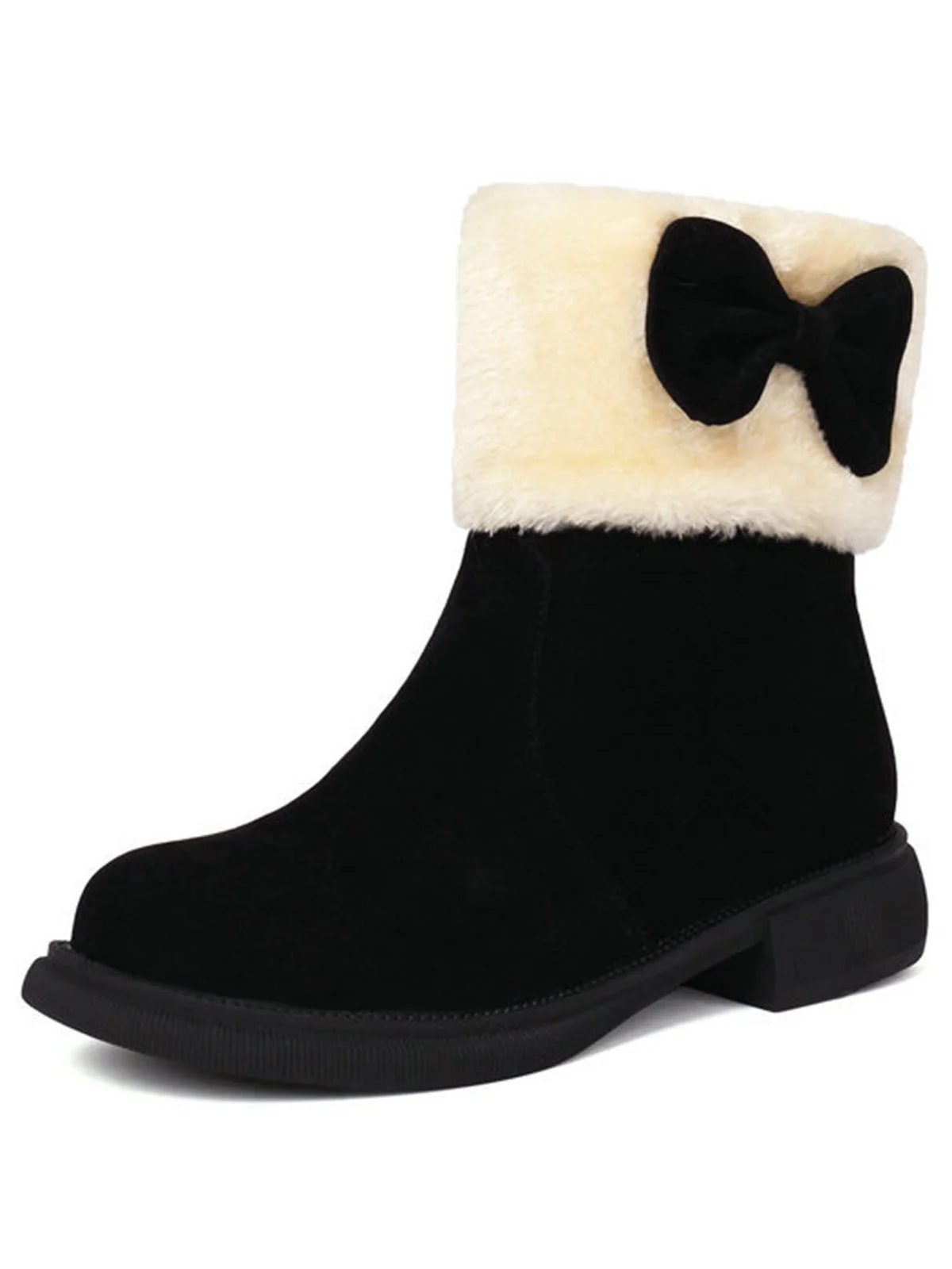 Bottines d'hiver à bout rond et nœud orné de peluche - Image 15