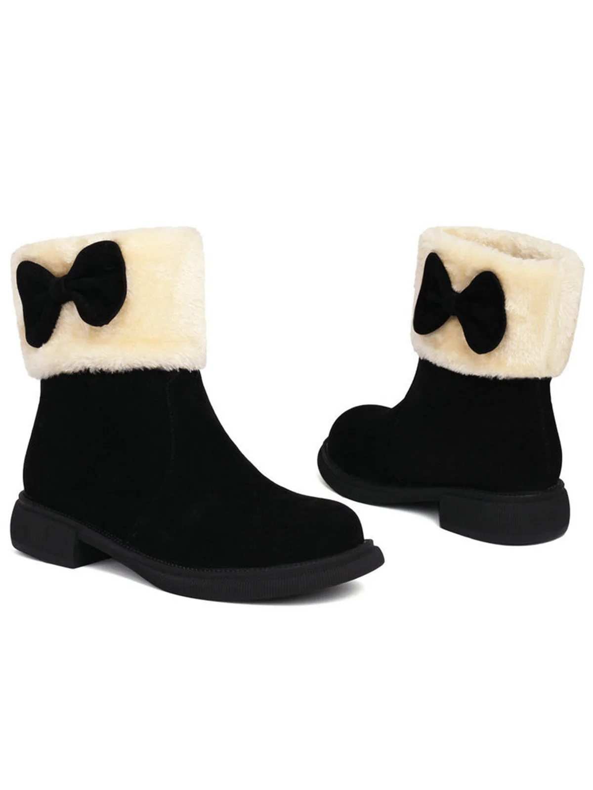 Bottines d'hiver à bout rond et nœud orné de peluche - Image 16