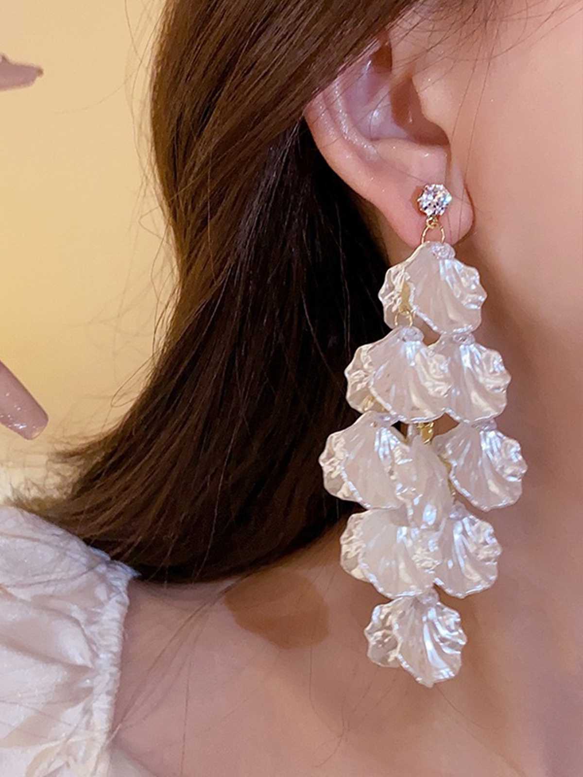 Boucles d'oreilles à pampilles en zircon vintage blanc - Image 4