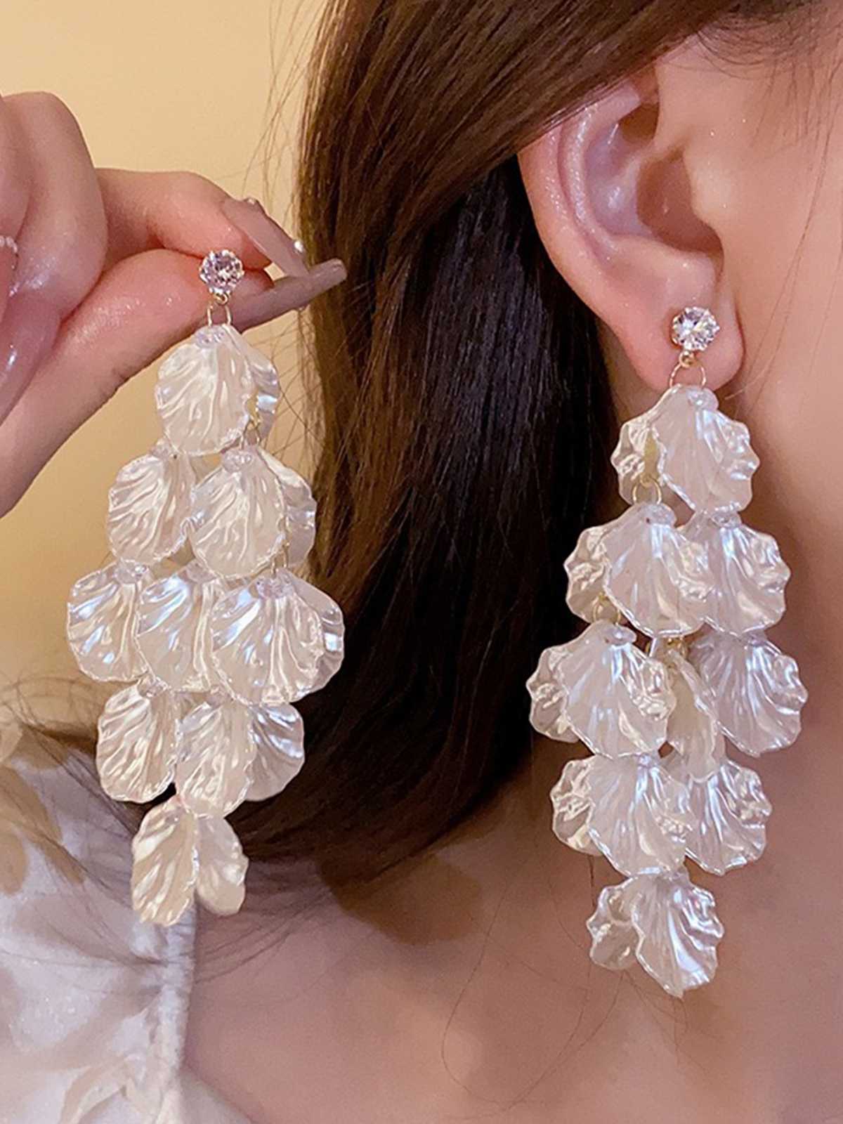 Boucles d'oreilles à pampilles en zircon vintage blanc - Image 5