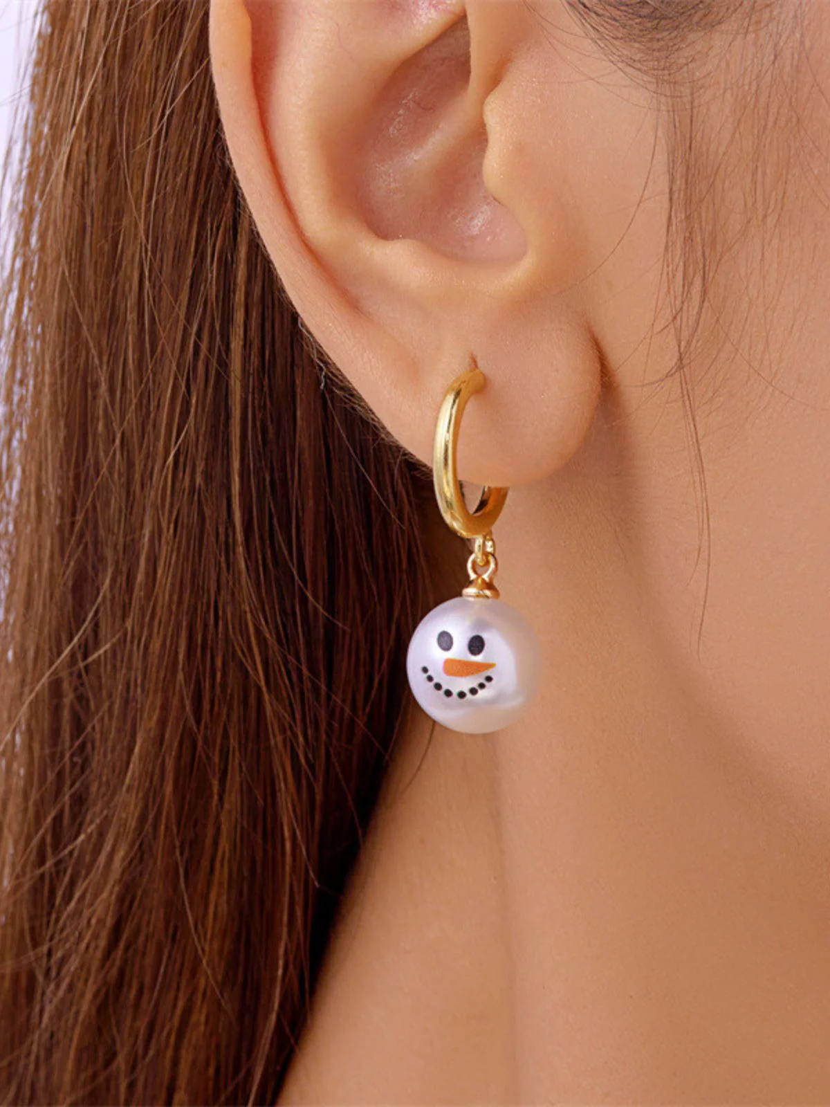 Boucles d'oreilles bonhomme de neige en strass flocons de neige et perles - Image 13