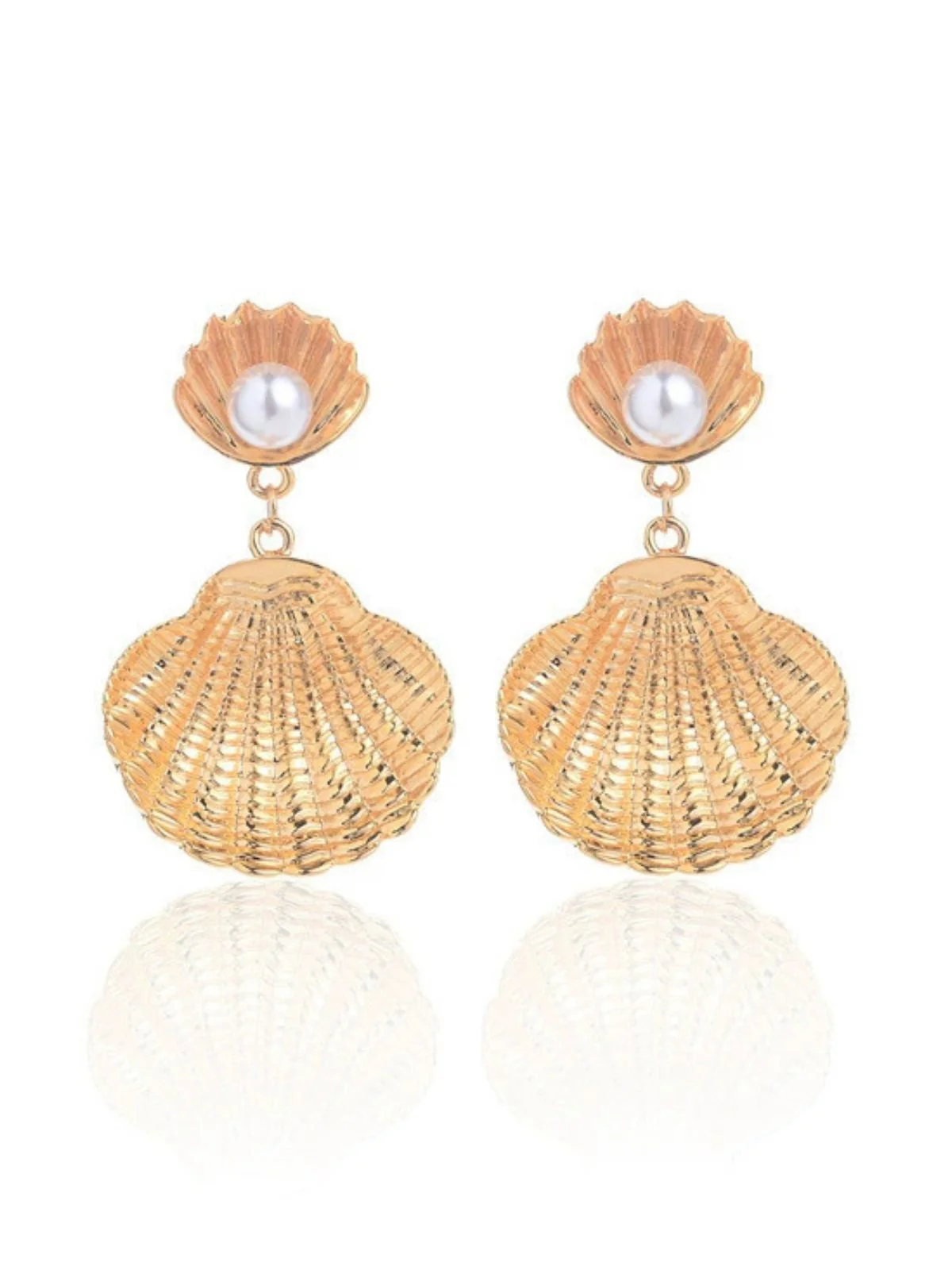 Boucles d'oreilles coquillage en perles blanches