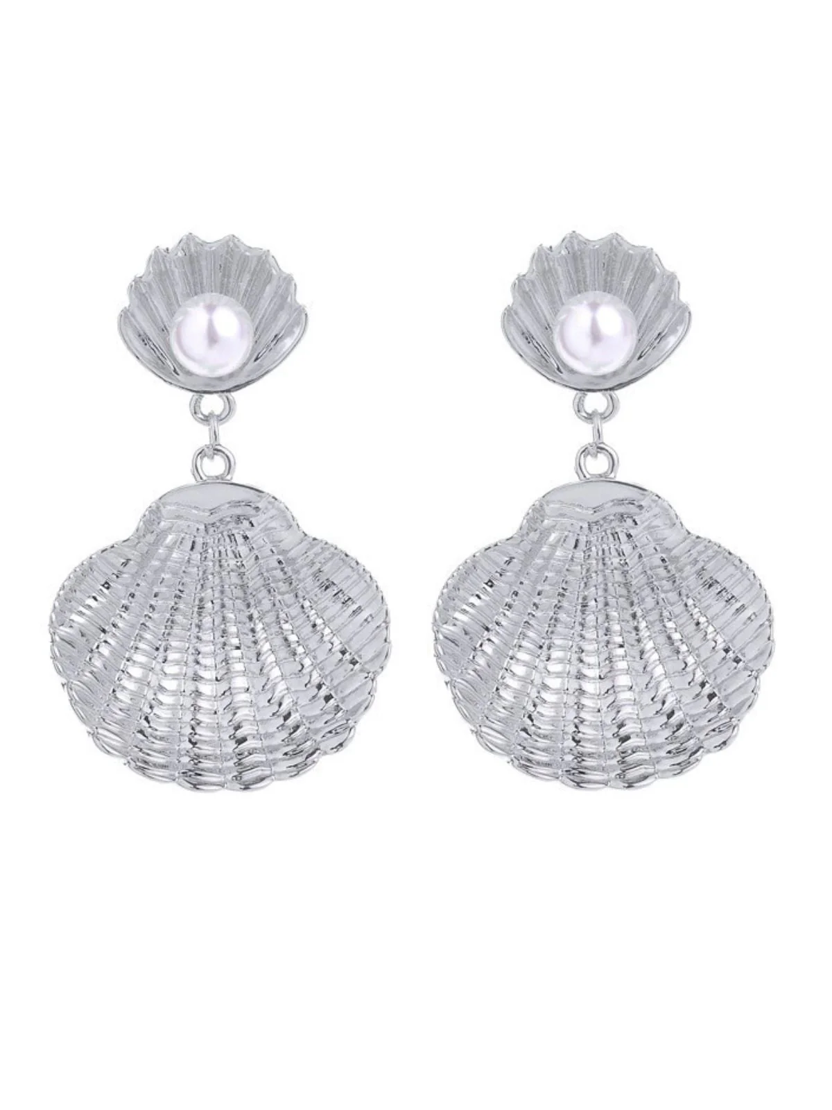 Boucles d'oreilles coquillage en perles blanches - Image 4