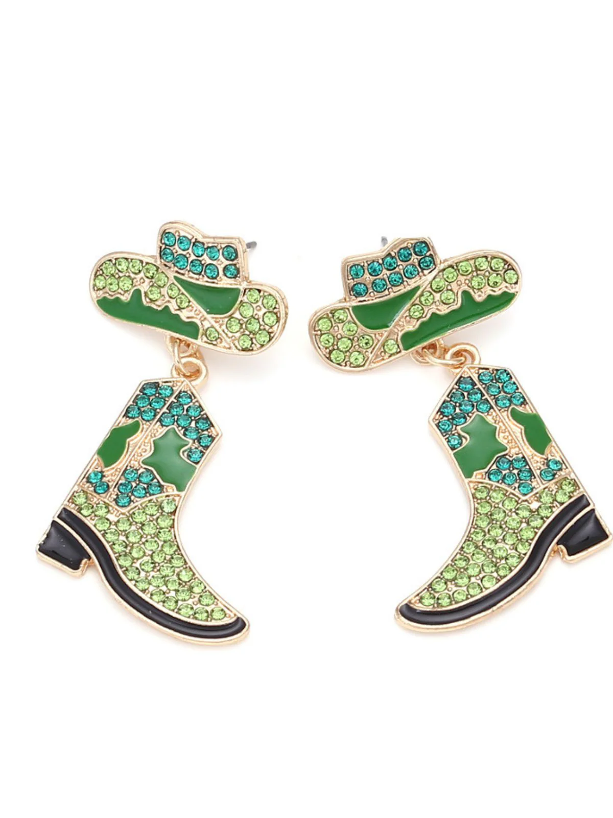 Boucles d'oreilles Cowboy en alliage avec strass - Image 2