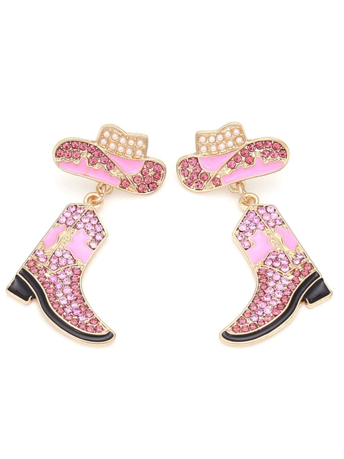 Boucles d'oreilles Cowboy en alliage avec strass - Image 3