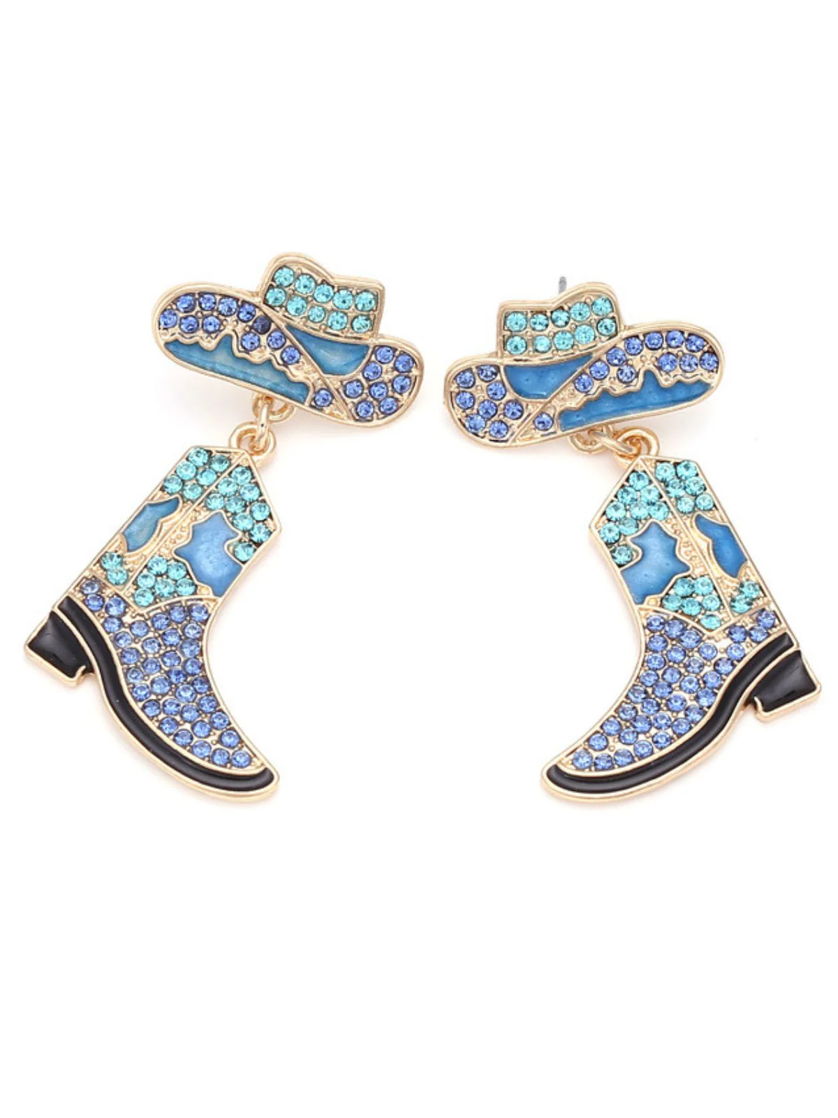 Boucles d'oreilles Cowboy en alliage avec strass - Image 4