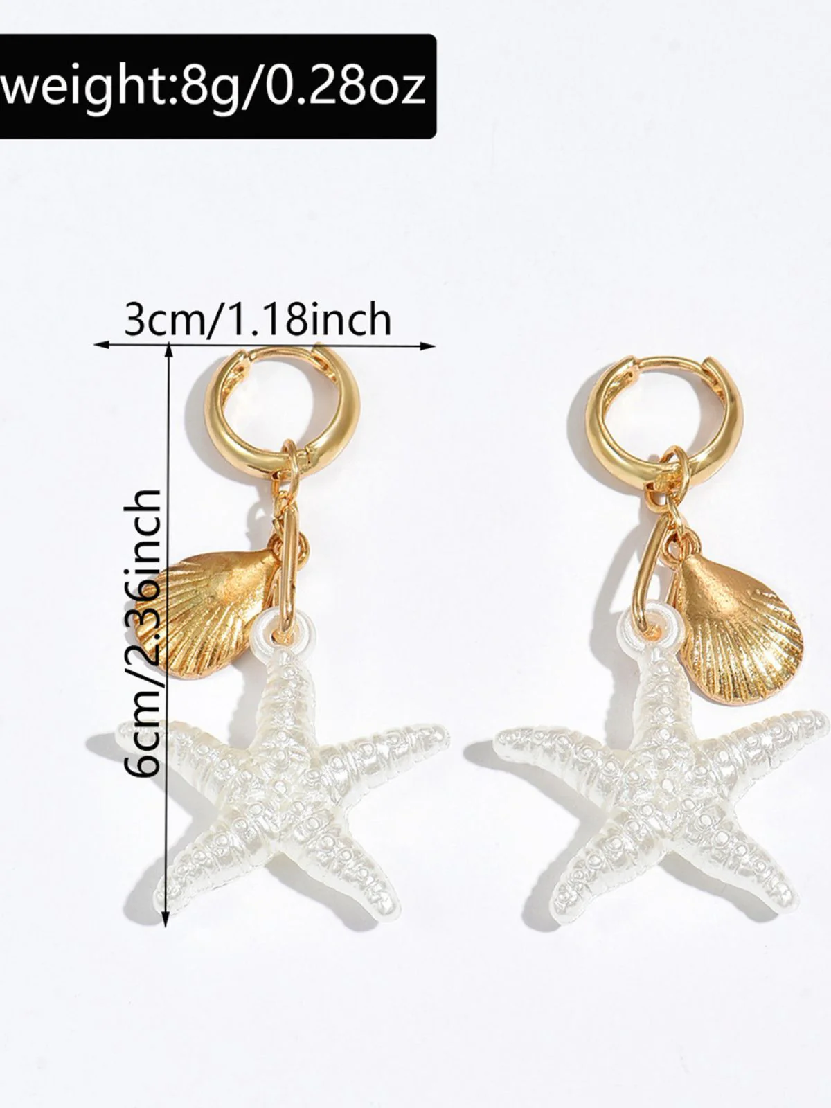 Boucles d'oreilles dorées étoile de mer style vacances - Image 3