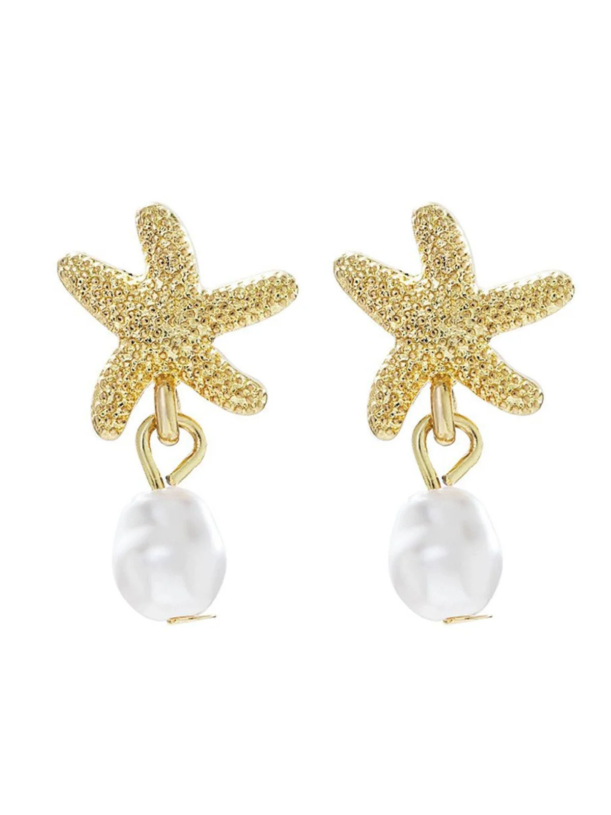 Boucles d'oreilles en alliage étoile de mer perle - Image 2