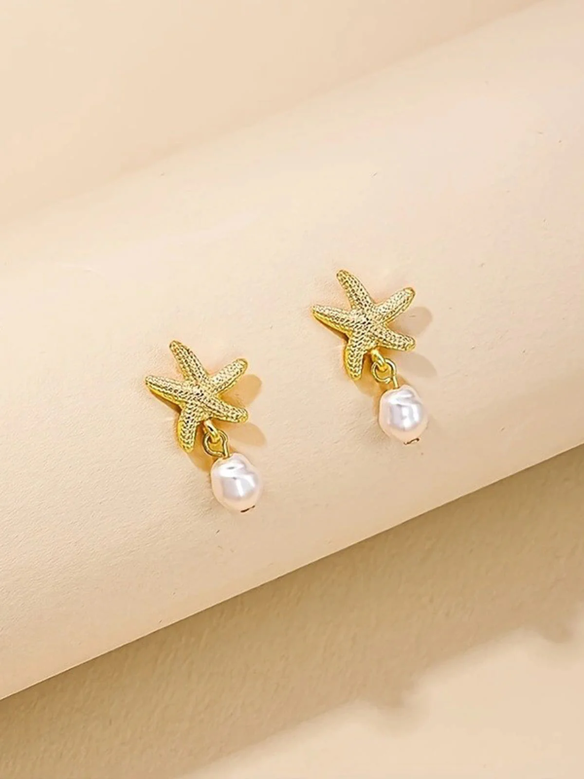 Boucles d'oreilles en alliage étoile de mer perle - Image 3