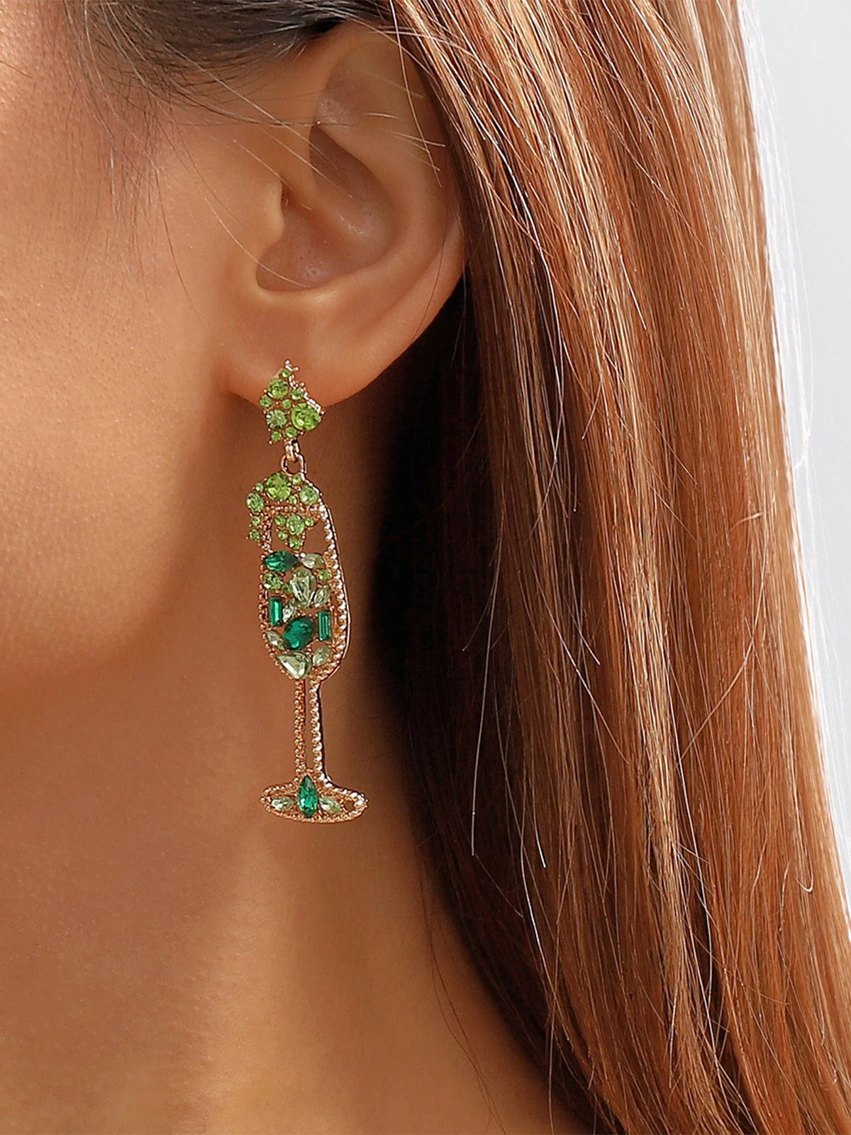 Boucles d'oreilles en forme de verre à champagne perles et pierres précieuses - Image 12