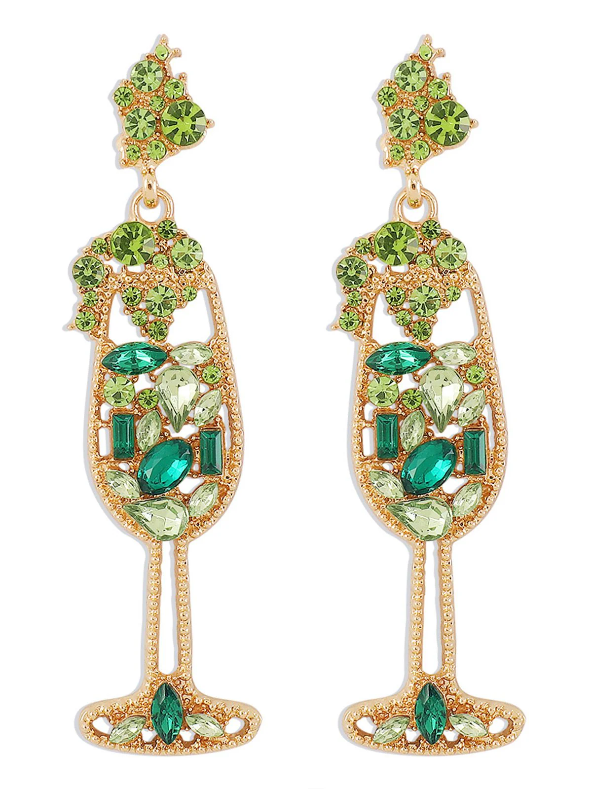 Boucles d'oreilles en forme de verre à champagne perles et pierres précieuses - Image 8