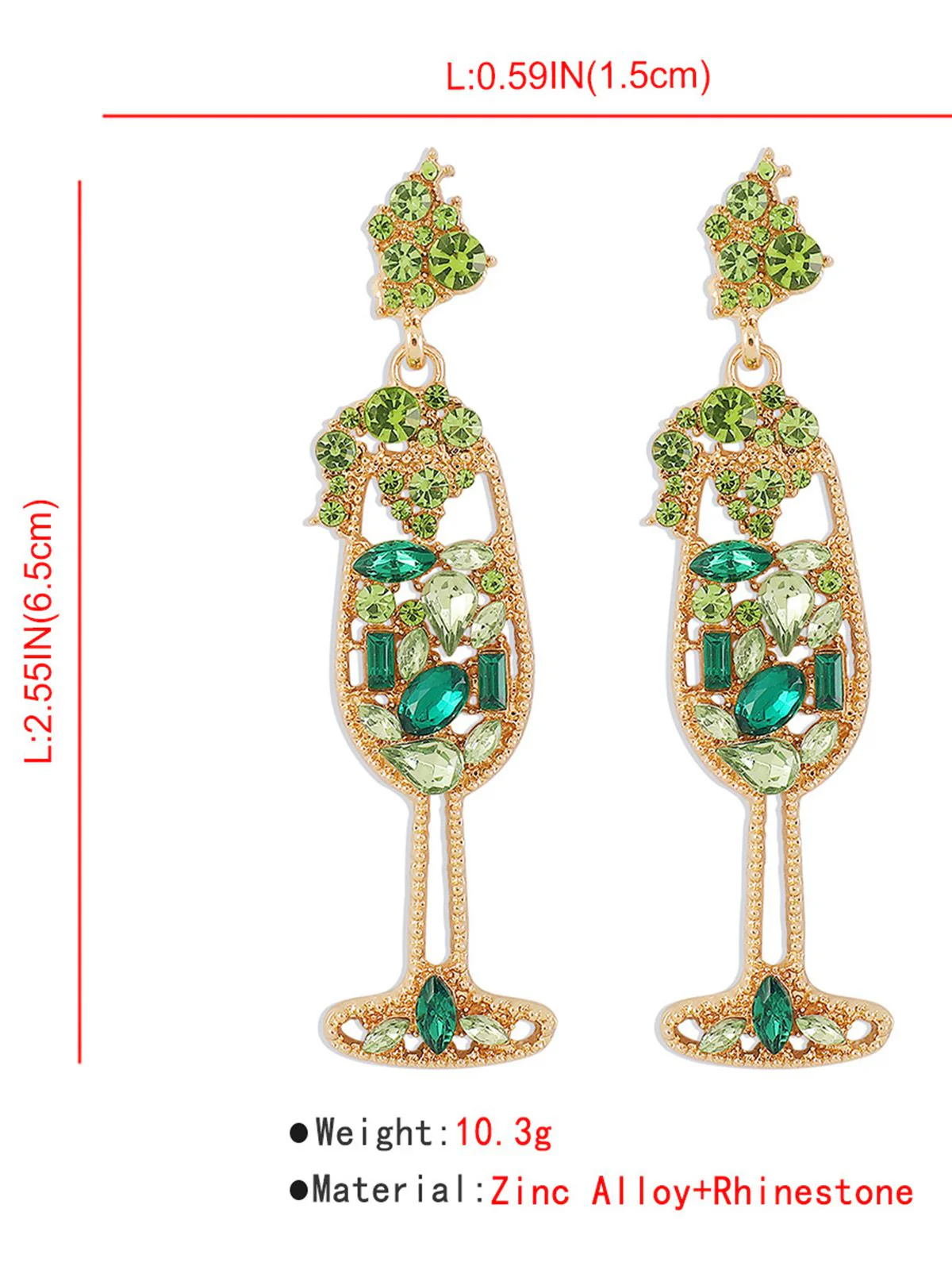 Boucles d'oreilles en forme de verre à champagne perles et pierres précieuses - Image 9