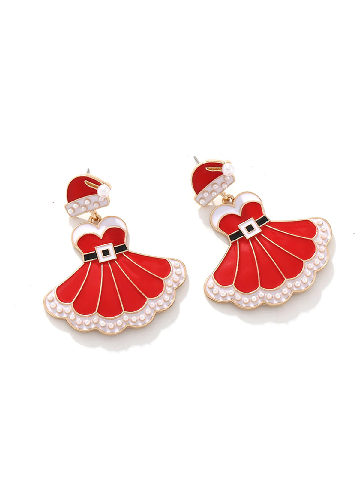 Boucles d'oreilles en robe de Noël et bonnet de Père Noël - Image 2