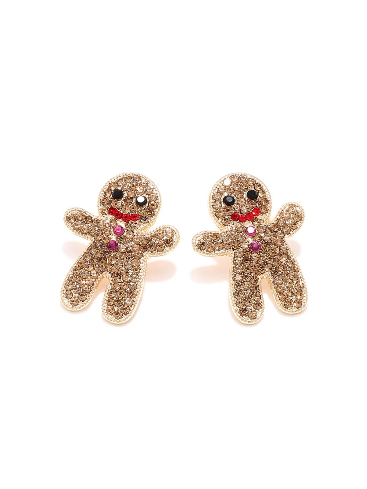 Boucles d'oreilles en strass kaki en forme de bonhomme en pain d'épices - Image 2