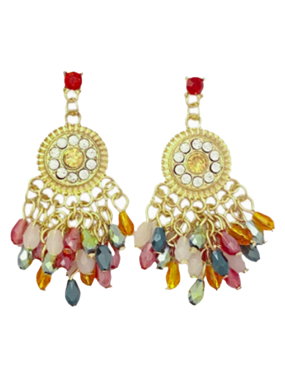 Boucles d'oreilles multicolores bohèmes gravées goutte