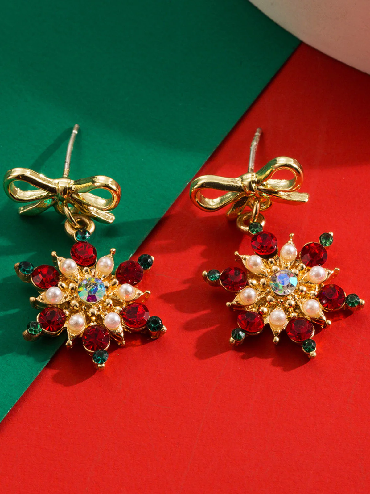 Boucles d'oreilles pendantes ange clochette de Noël flocon de neige - Image 5