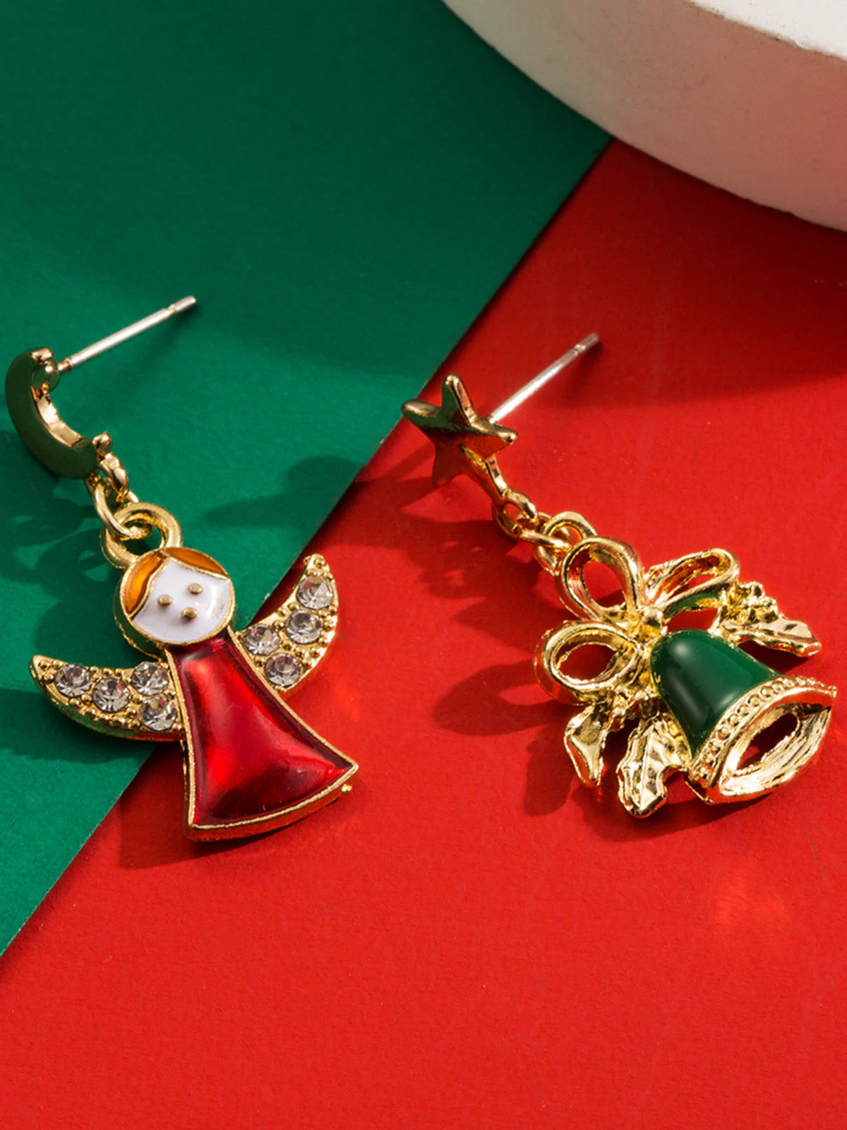Boucles d'oreilles pendantes ange clochette de Noël flocon de neige - Image 7