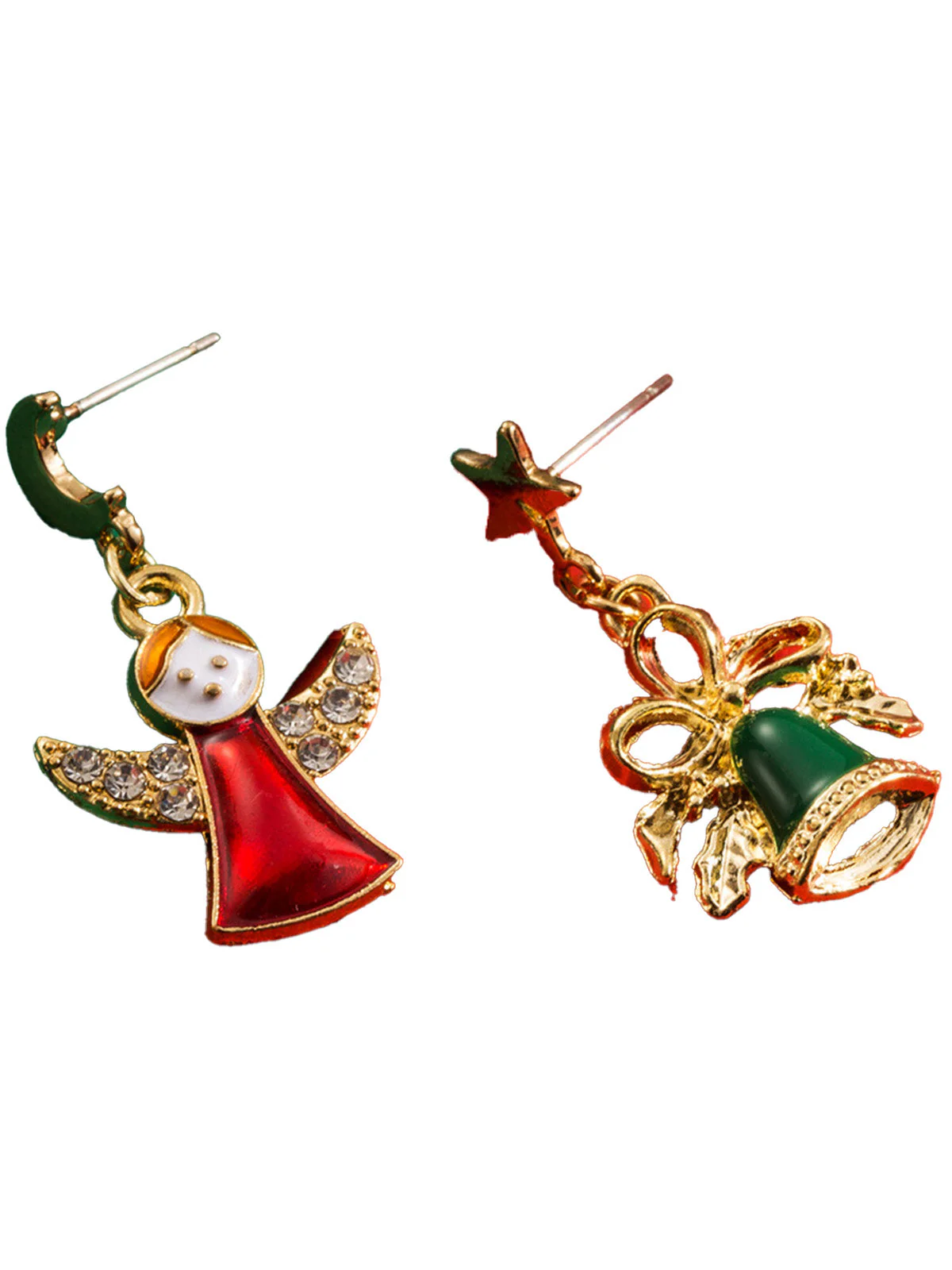 Boucles d'oreilles pendantes ange clochette de Noël flocon de neige - Image 8