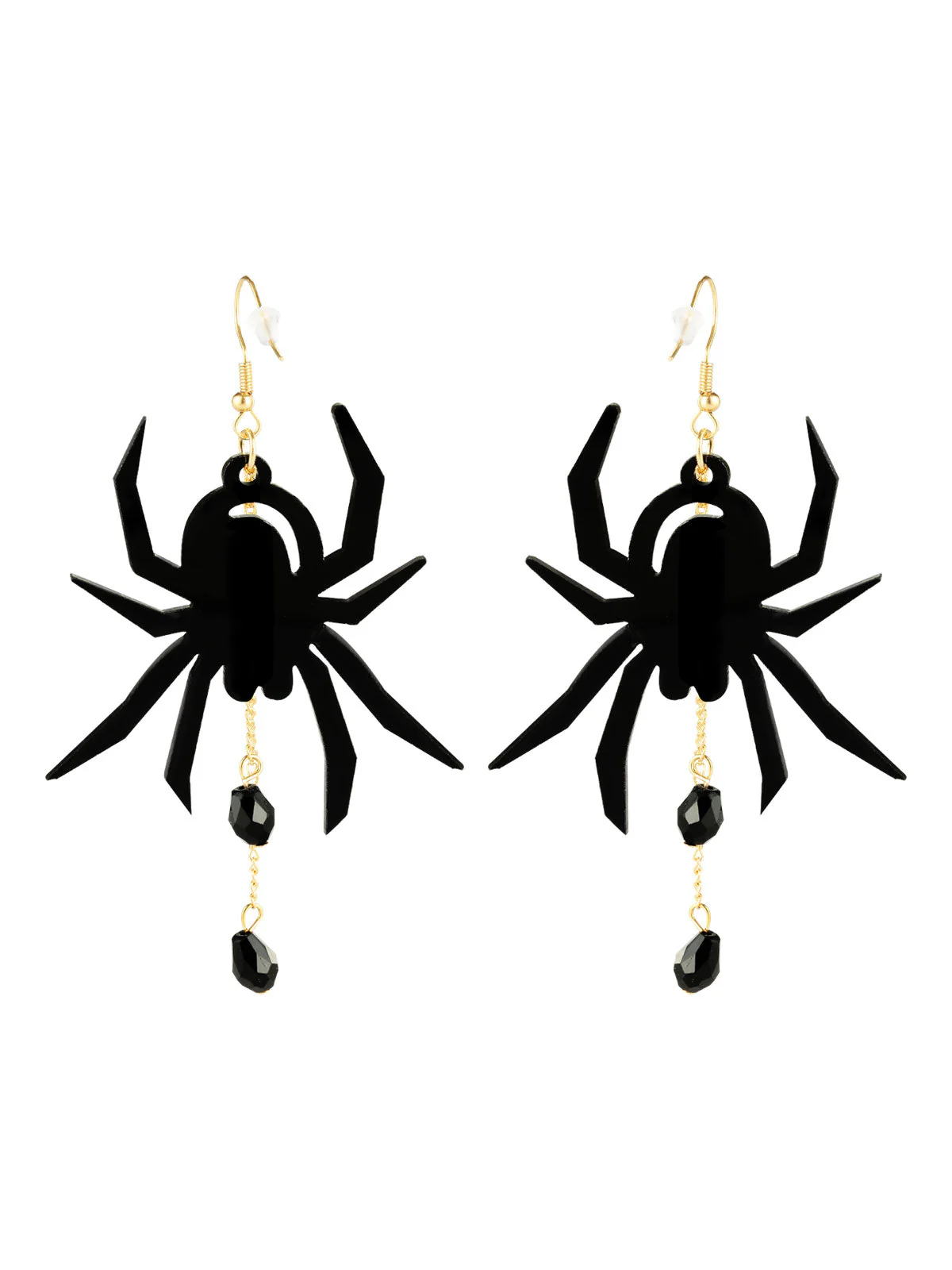Boucles d'oreilles pendantes araignée noire d'Halloween
