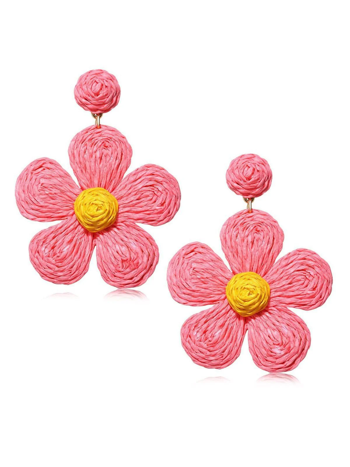 Boucles d'oreilles pendantes Boho Ruffia Strass Fleur - Image 2