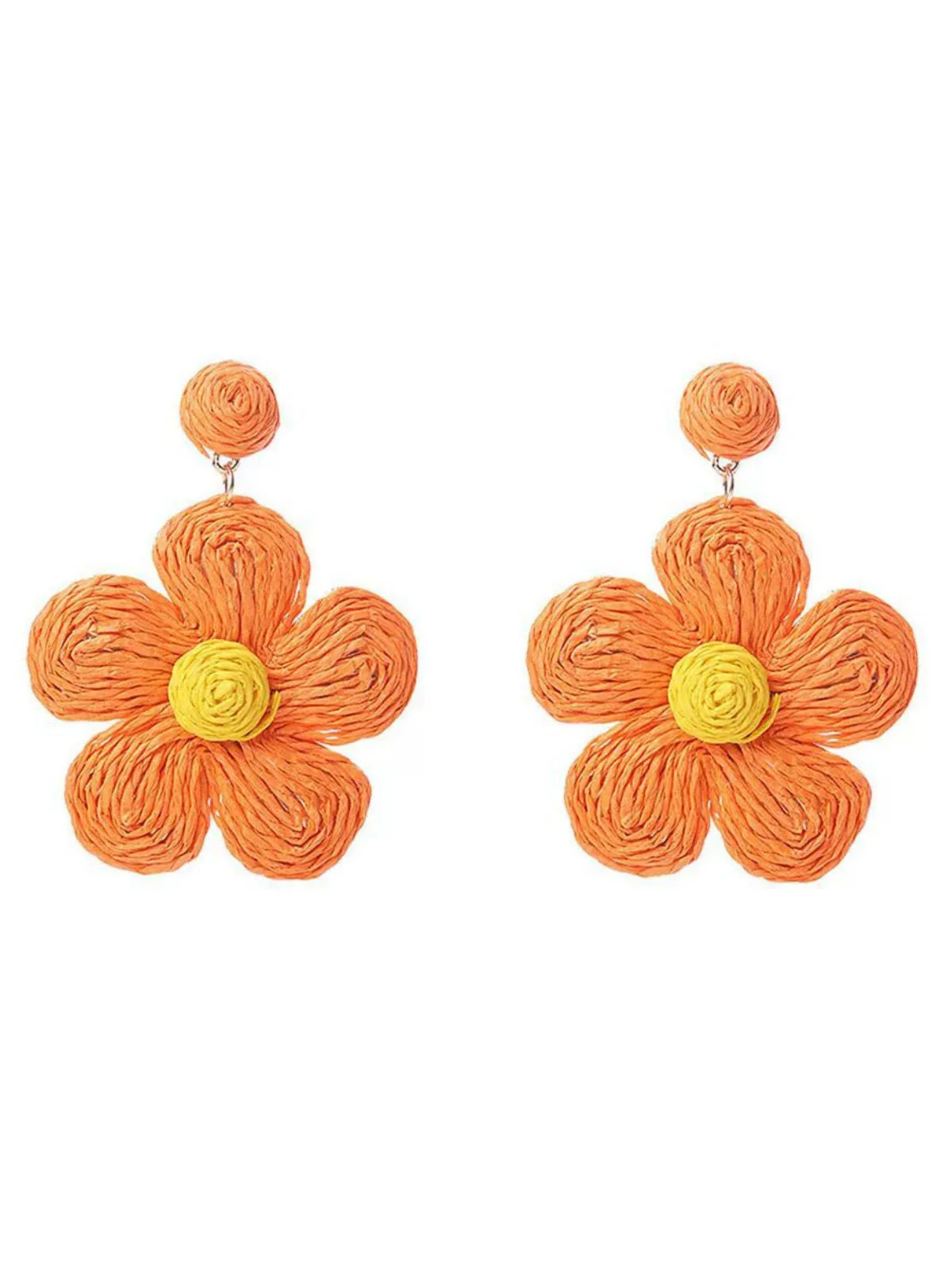Boucles d'oreilles pendantes Boho Ruffia Strass Fleur - Image 3