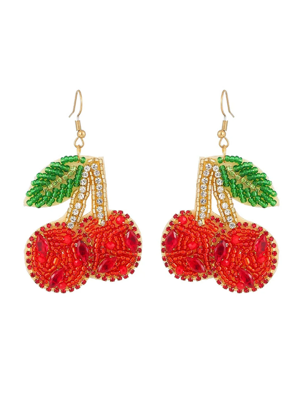 Boucles d'Oreilles Pendantes Cerises Rouge