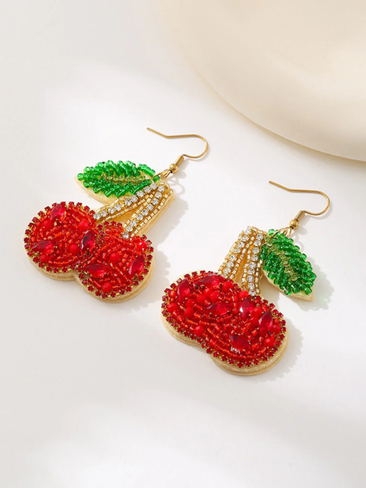 Boucles d'Oreilles Pendantes Cerises Rouge - Image 2