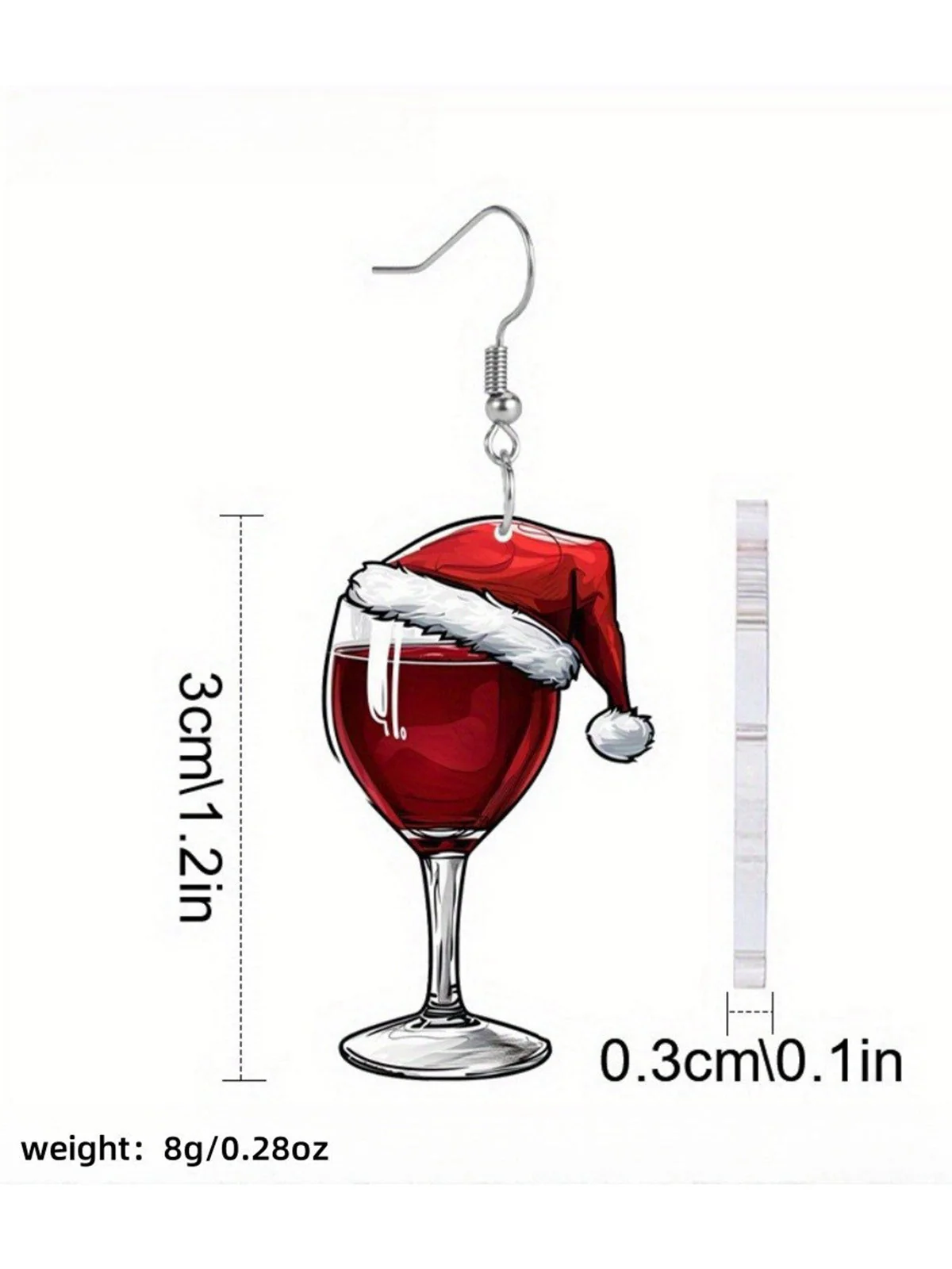 Boucles d'oreilles pendantes en forme de verre à vin de Noël - Image 2