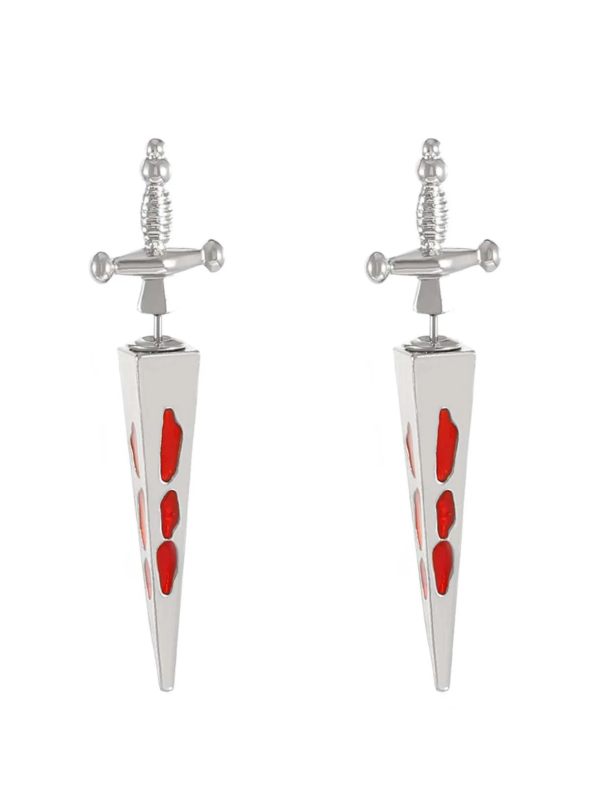 Boucles d'oreilles pendantes gothiques en or avec épée de sang - Image 2