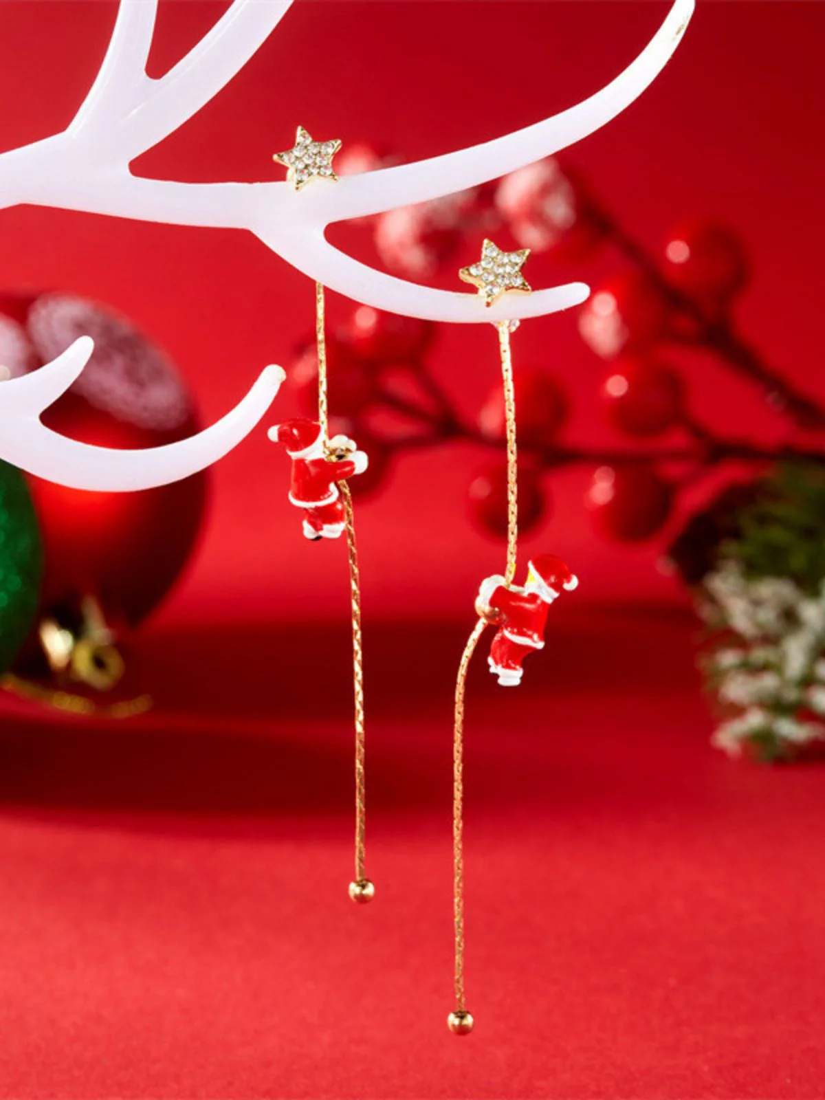Boucles d'oreilles pendantes rouges Père Noël - Image 11