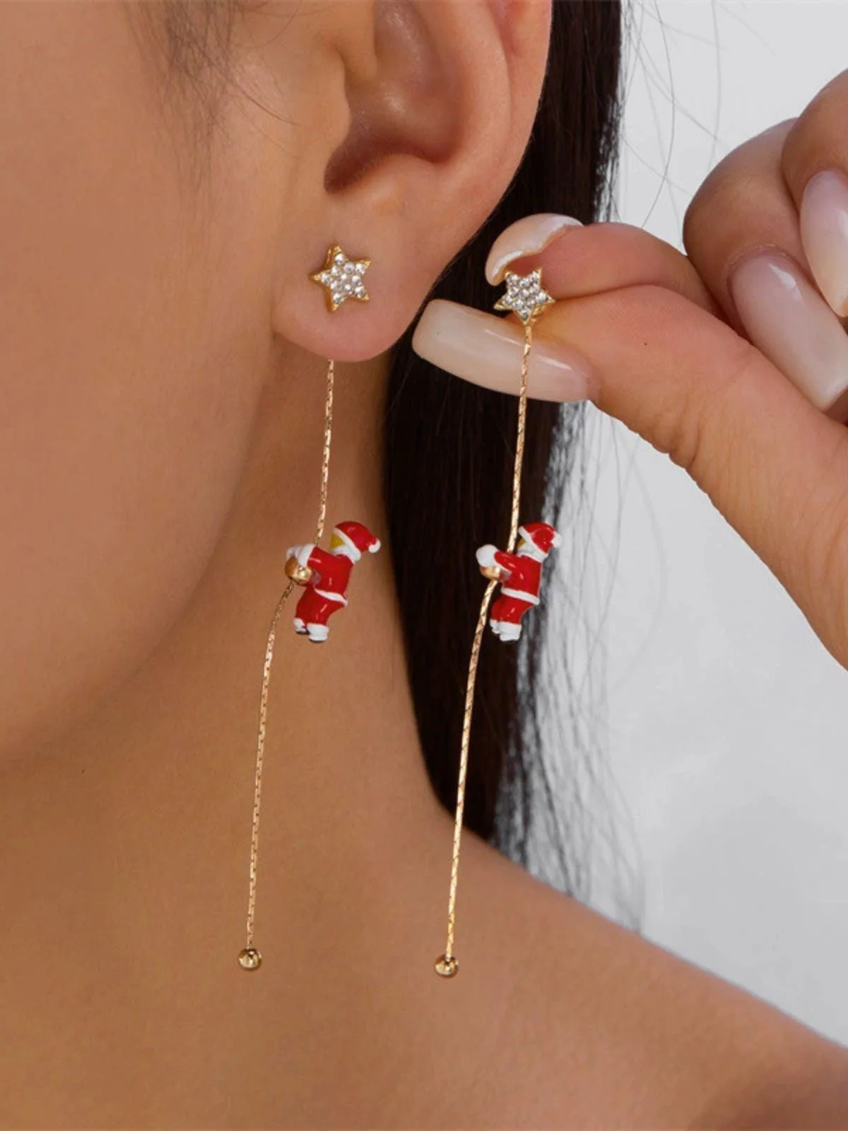 Boucles d'oreilles pendantes rouges Père Noël - Image 12